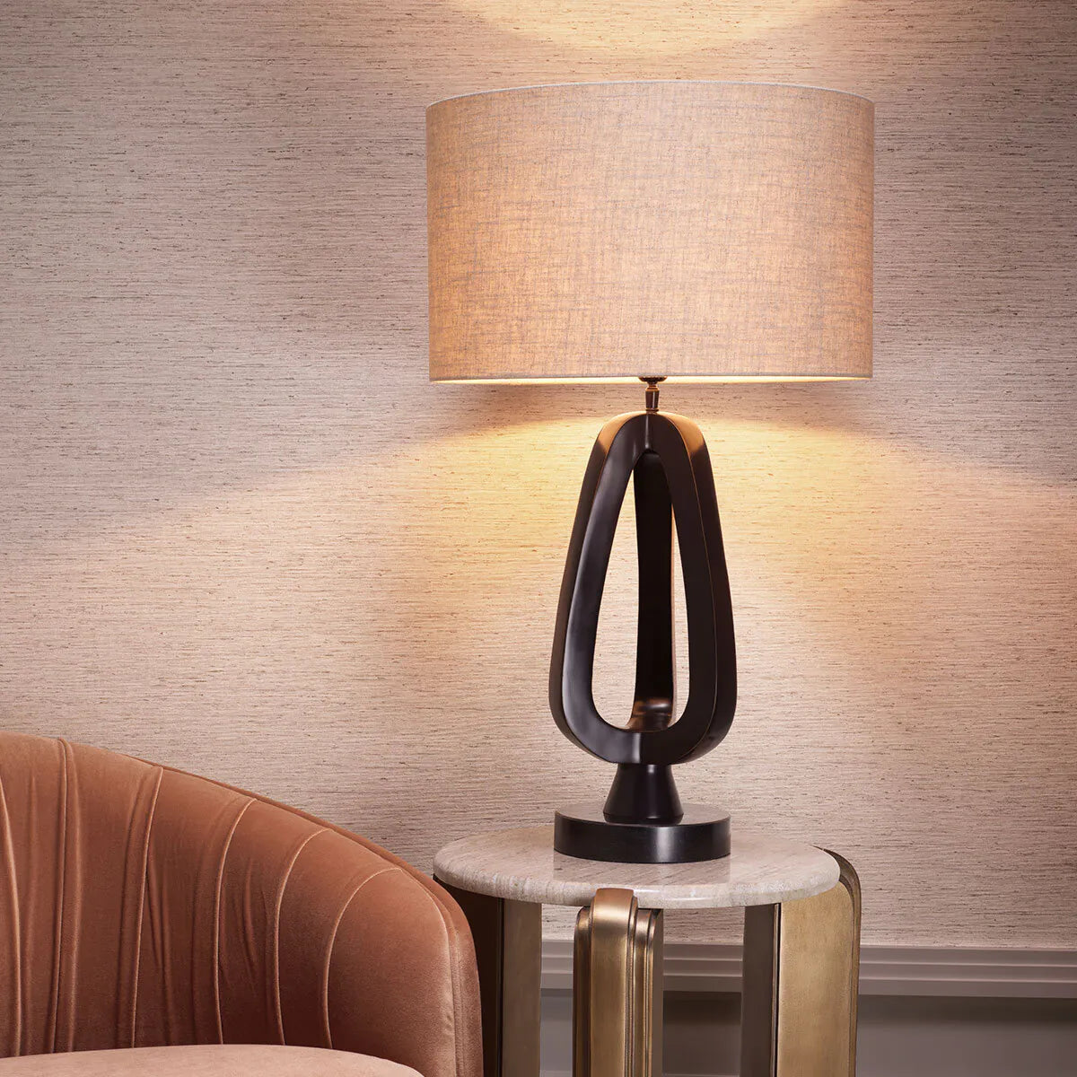 ALBIN side table marble with antique gold