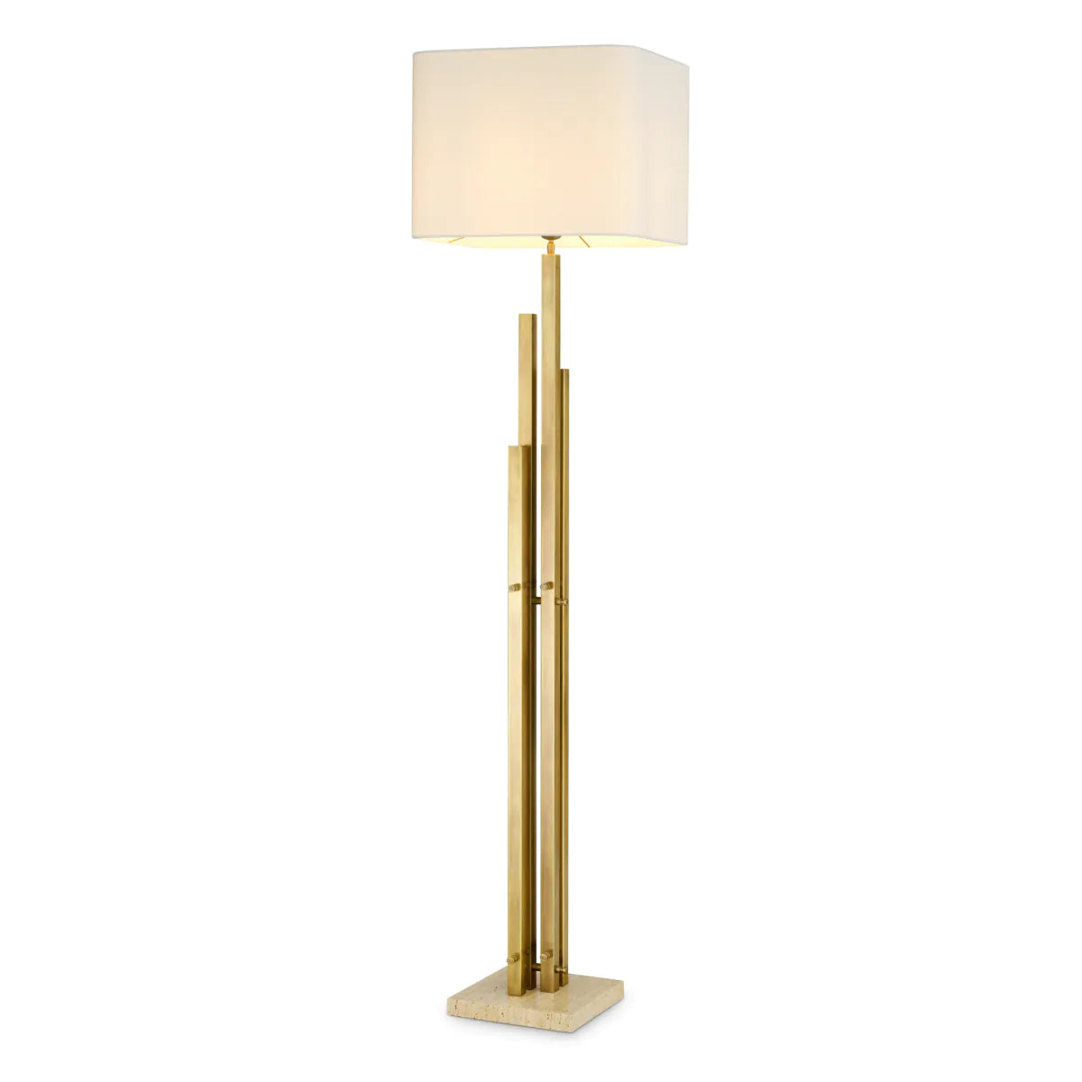 Stehlampe DESTINO gold mit travertinfarbener Basis