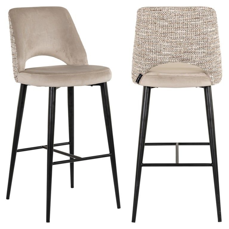 Barhocker TABITHA beige mit schwarzem Fuß