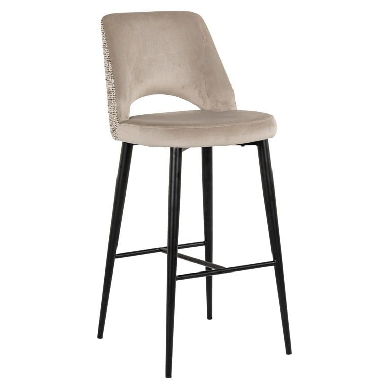 Barhocker TABITHA beige mit schwarzem Fuß