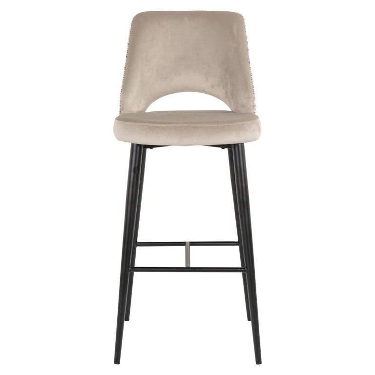 Barhocker TABITHA beige mit schwarzem Fuß