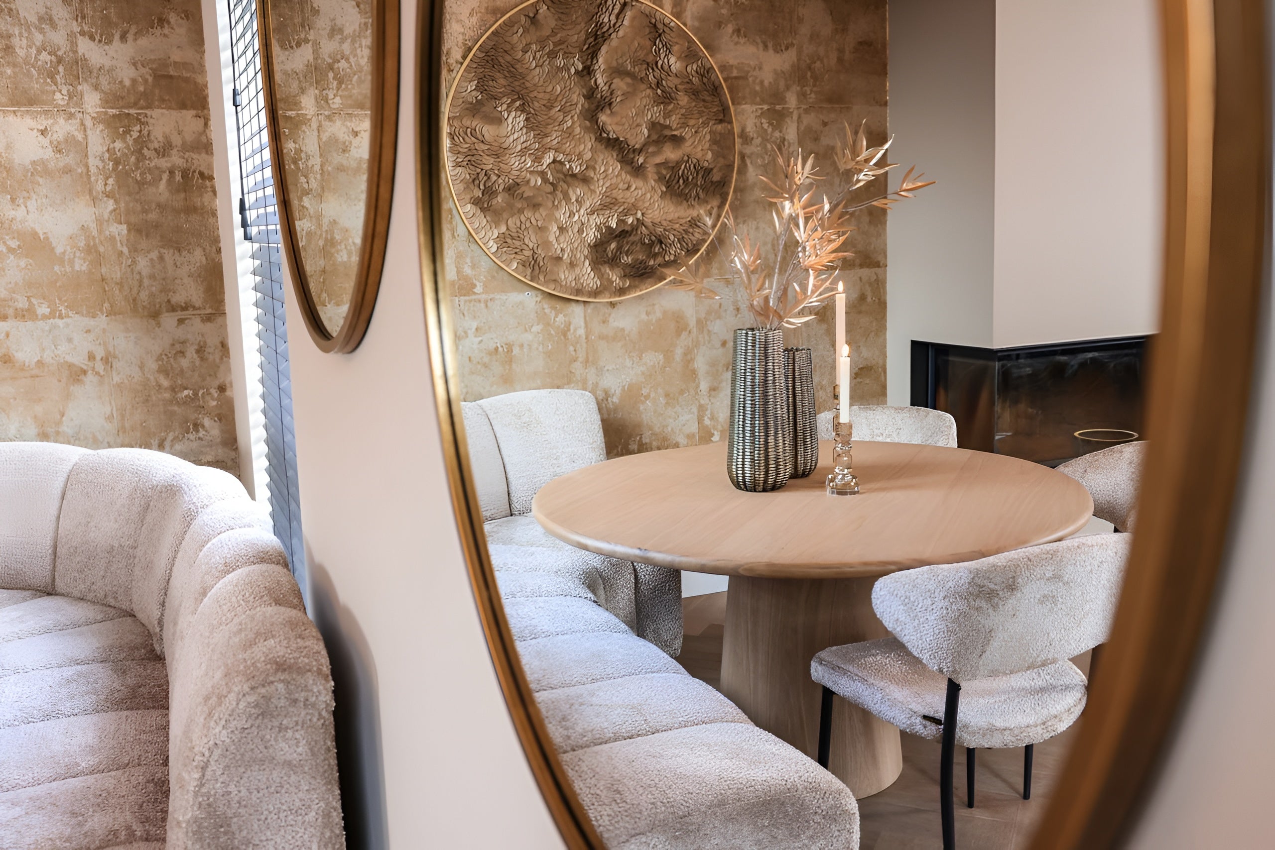 HILLPARK Corner Sofa - Rounded Beige Central Element