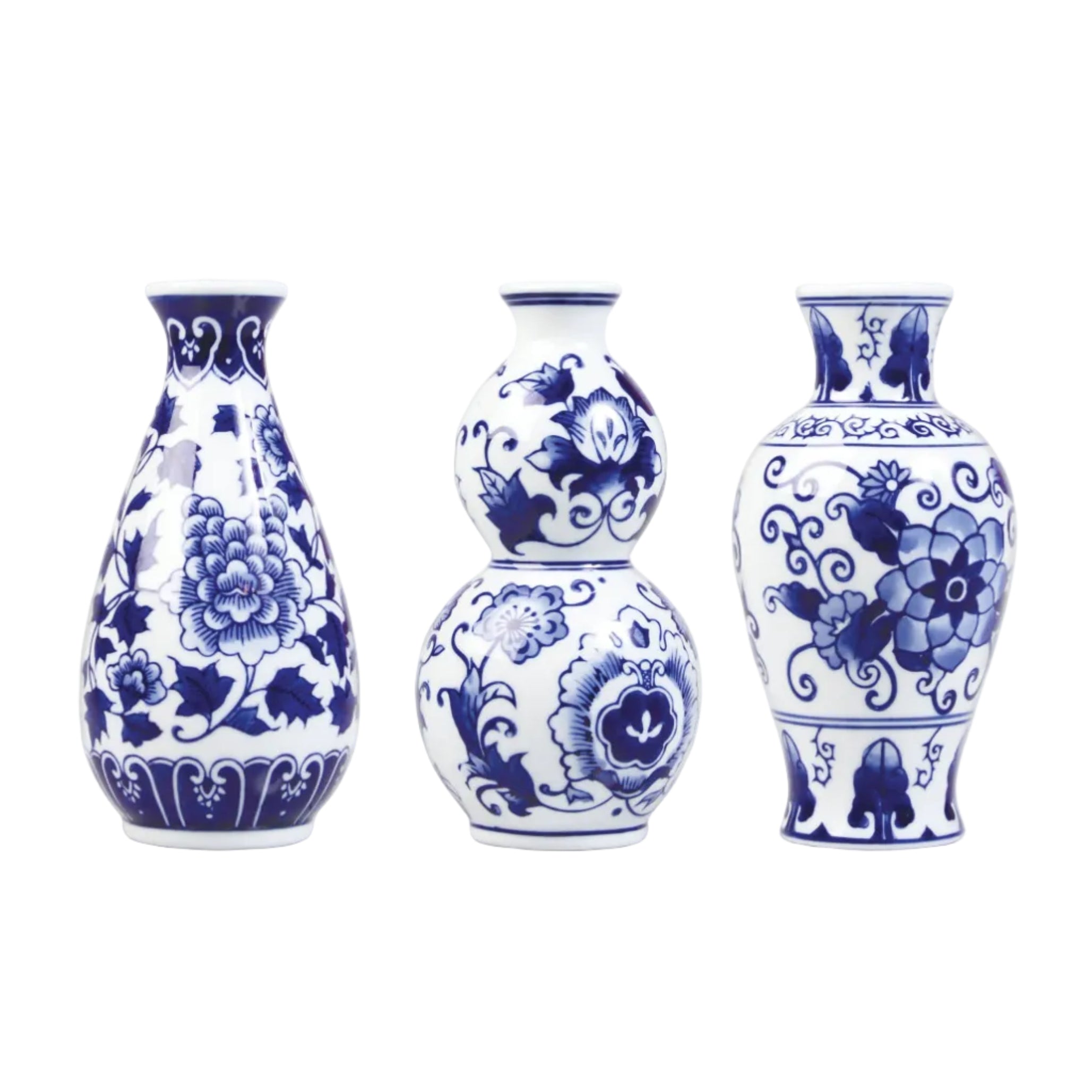 Dutch Delight Vase Set White with Blue