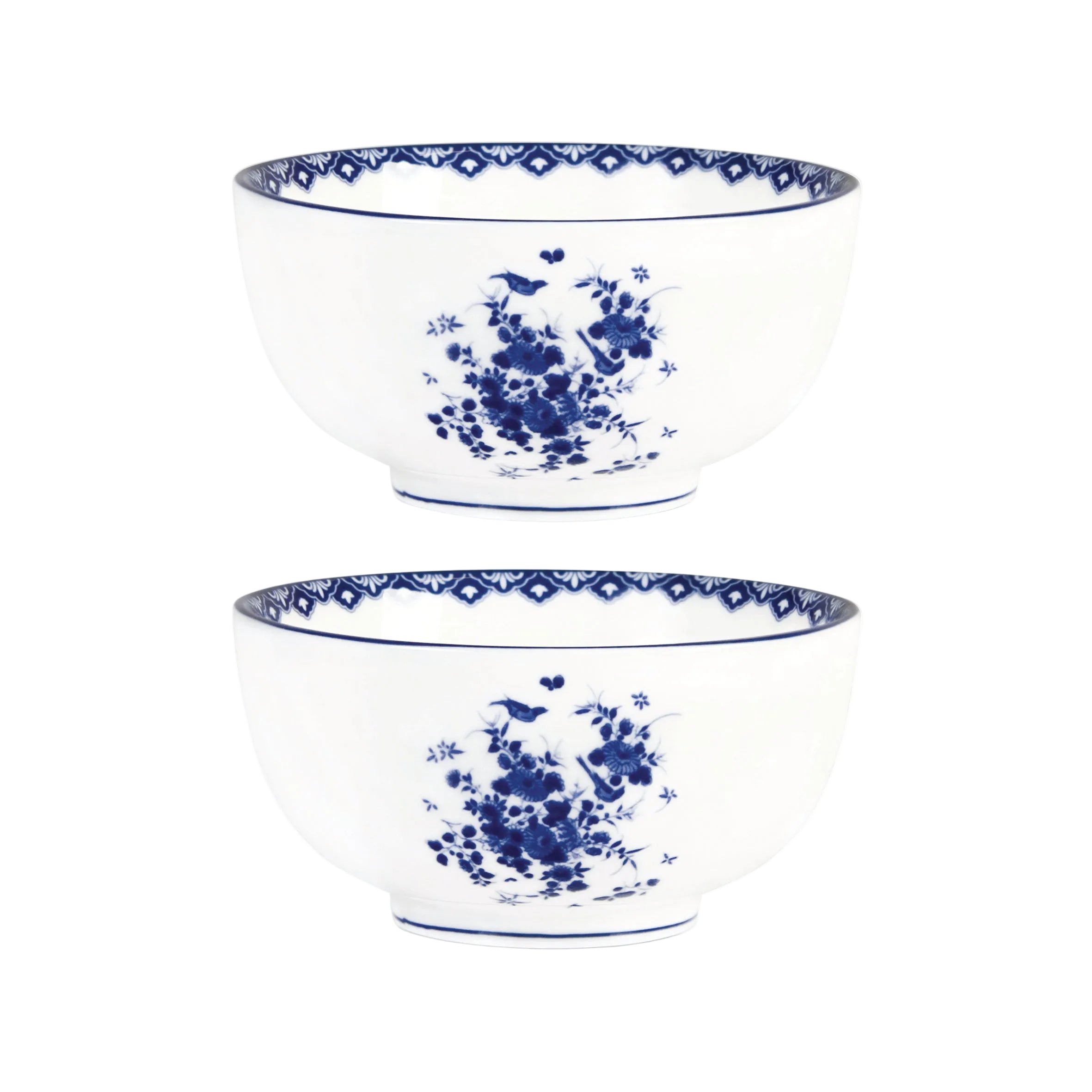 DELFTWARE Set aus weißen Schalen mit blauen Akzenten
