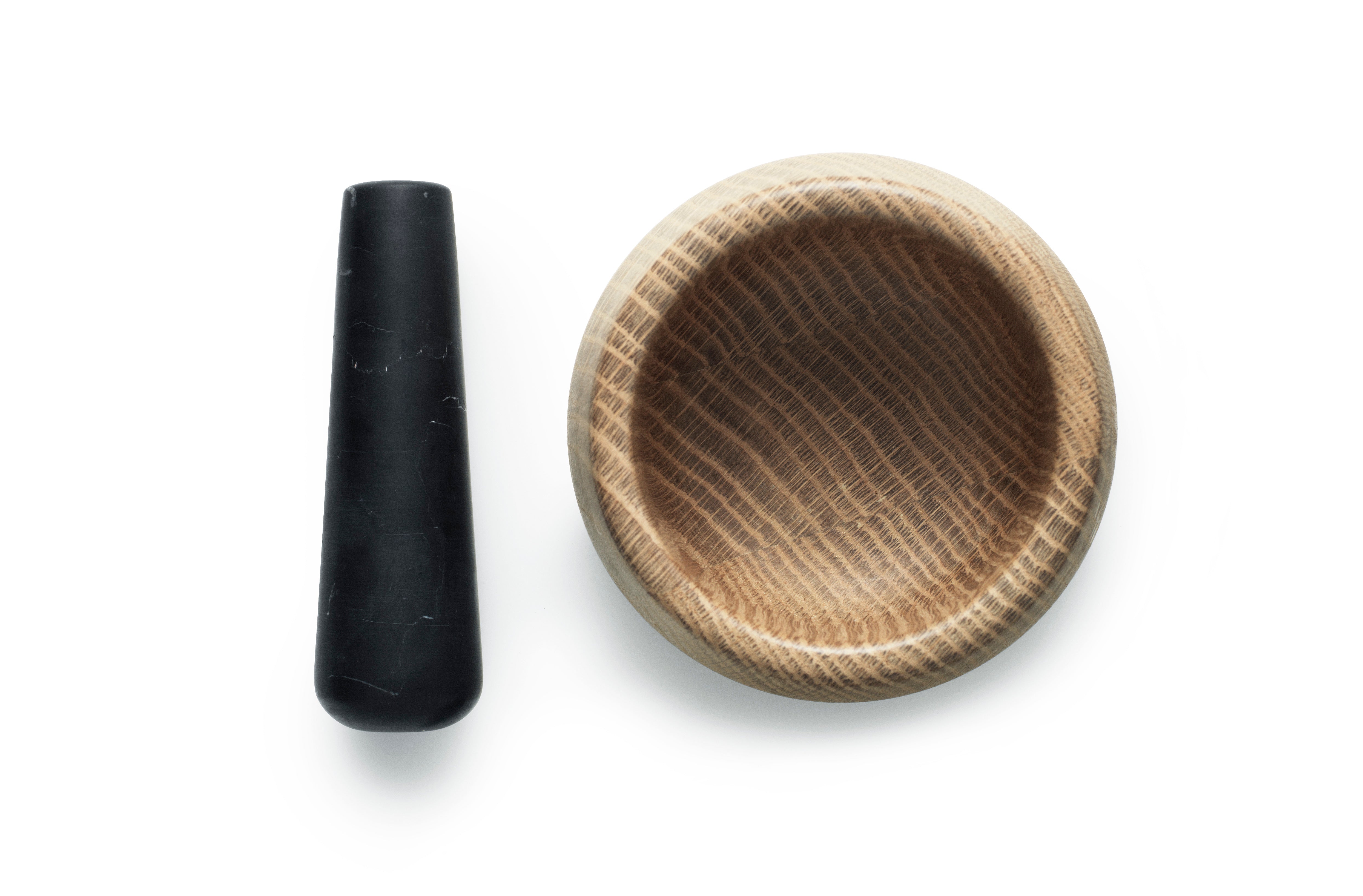 CRAFT Oak Wood Mortar with Black Marble
