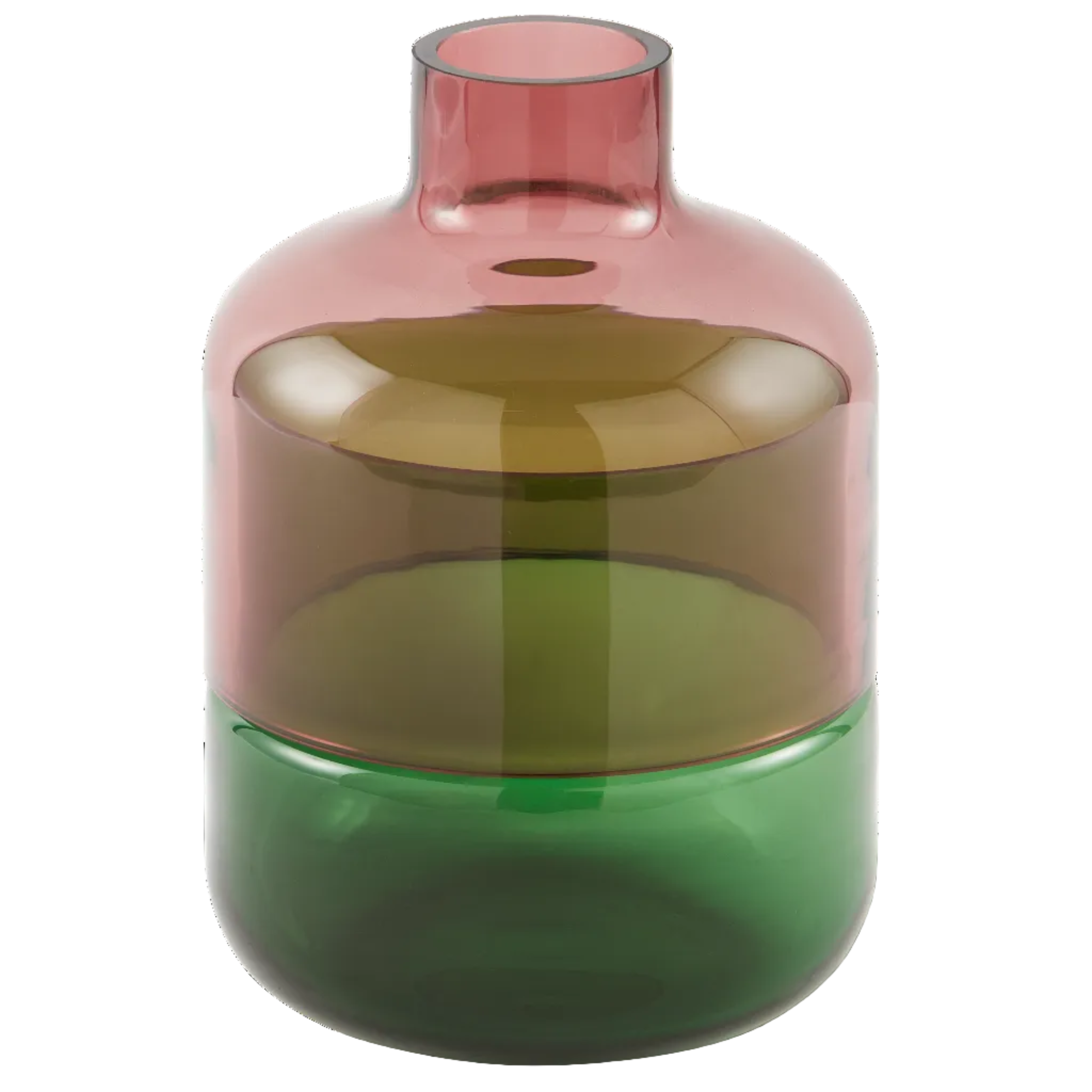Glass vase FORMY pink with green