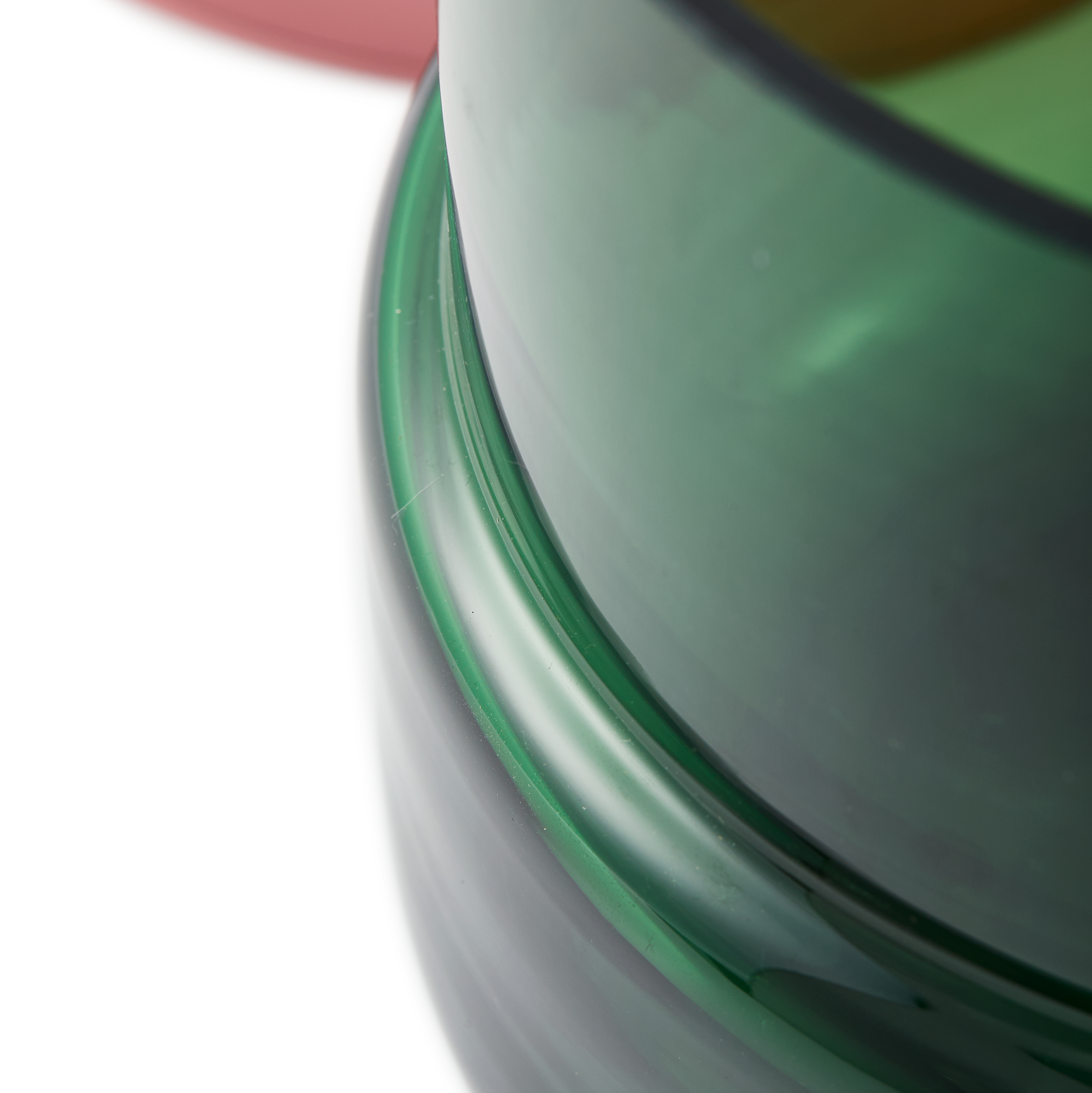 Glass vase FORMY pink with green