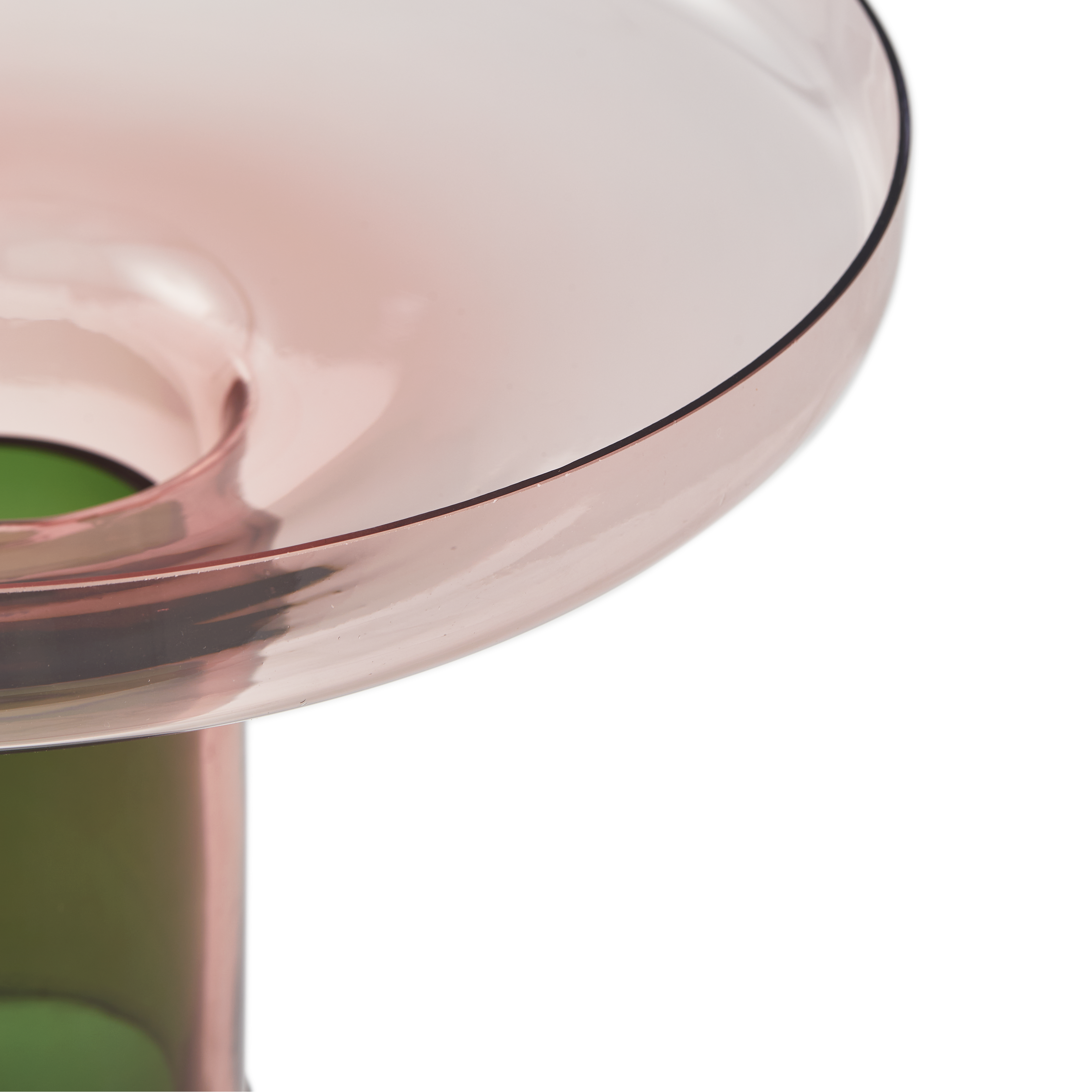 Pink and Green Glass Vase DISK FORMY