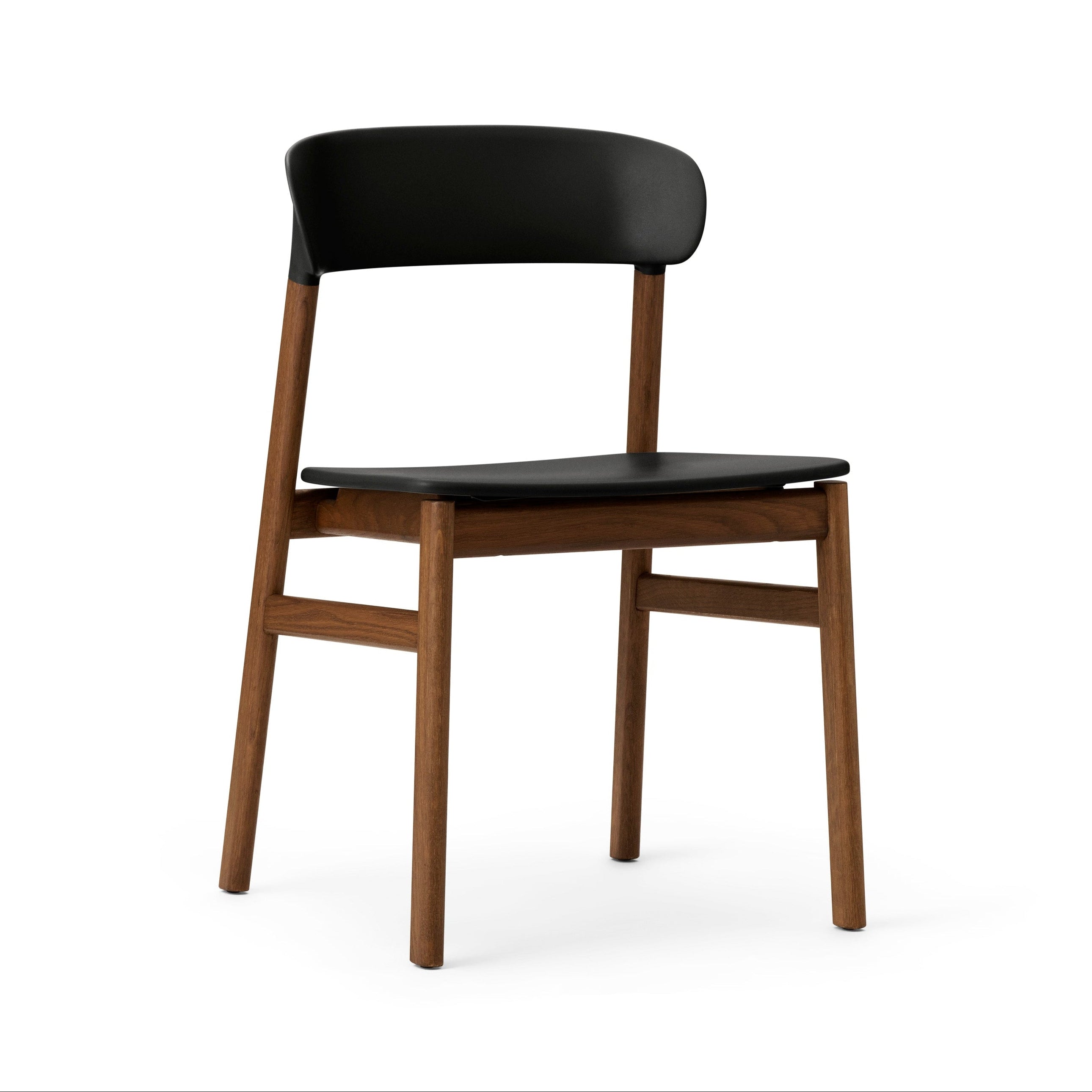 Erit schwarzer Stuhl mit einer dunklen Eichenbasis