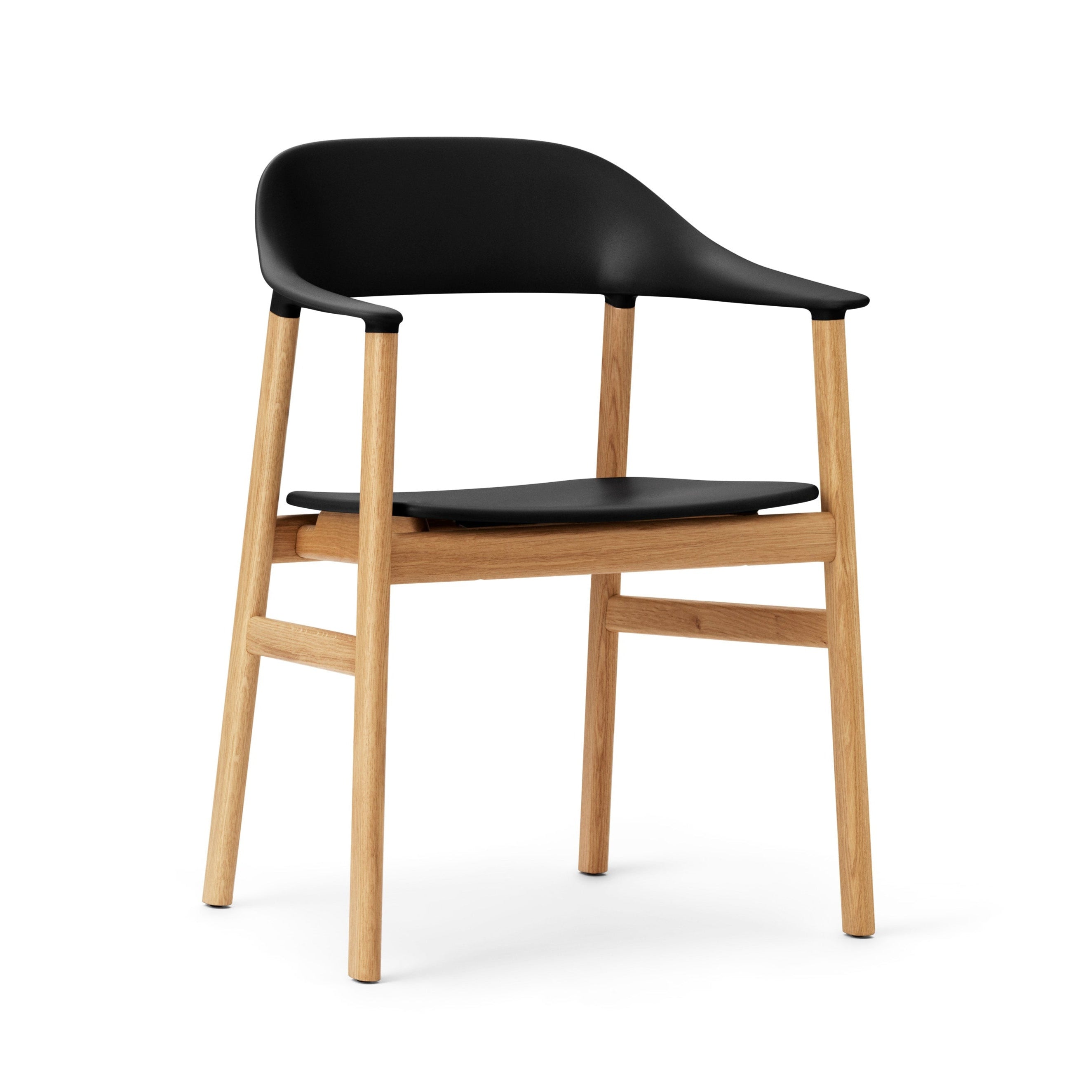 Chair with armrests Herit Black with a natural oak base