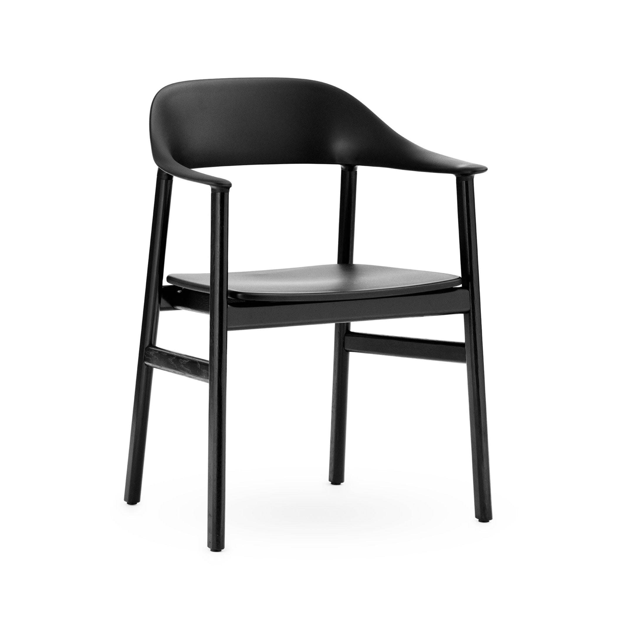 Chair with armrests Herit Black with a black oak base