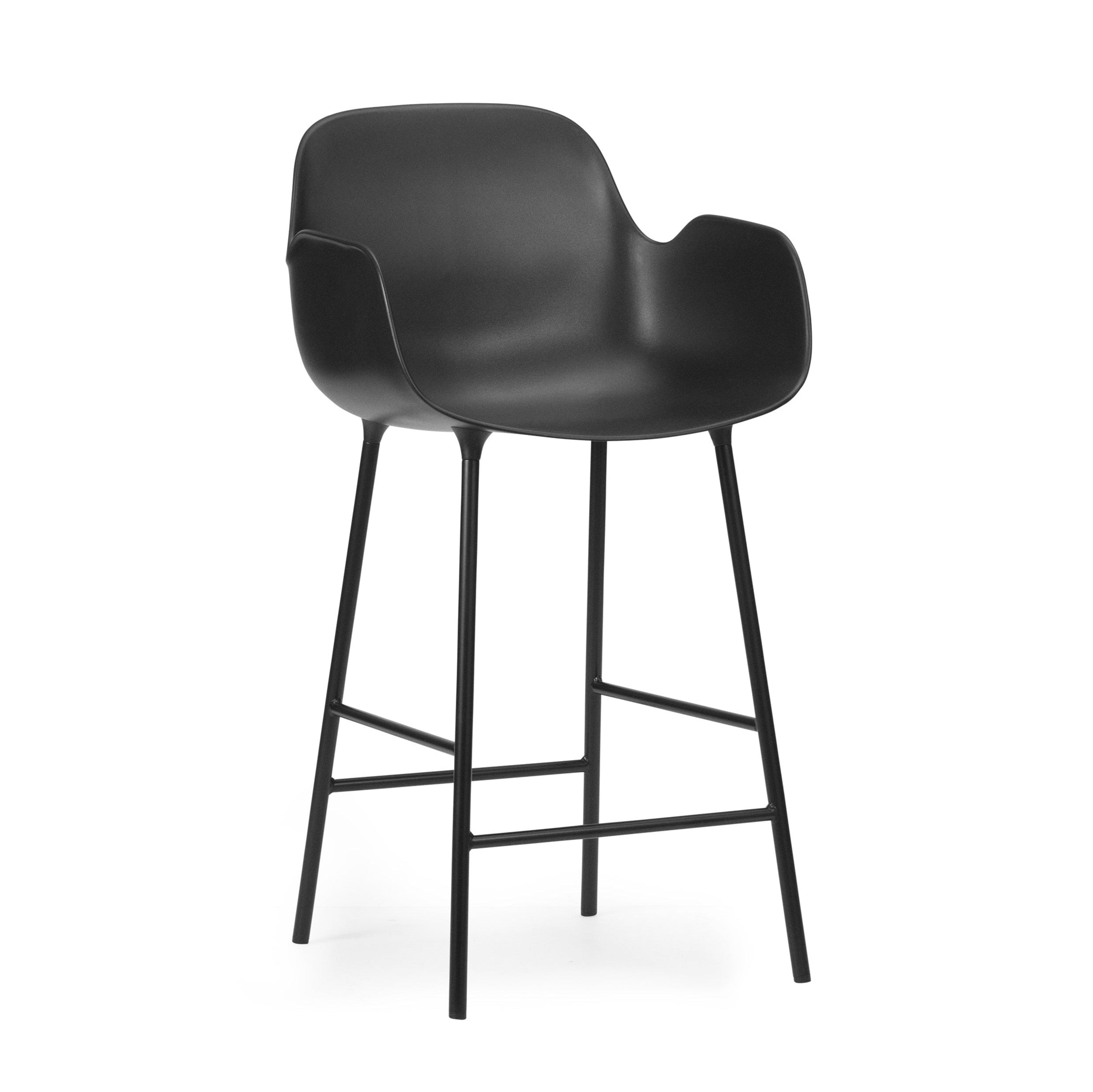Black bar chair with black armrests
