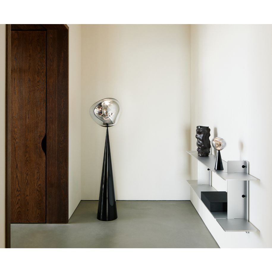 MELT FAT CONE Silver Floor Lamp with Black Base