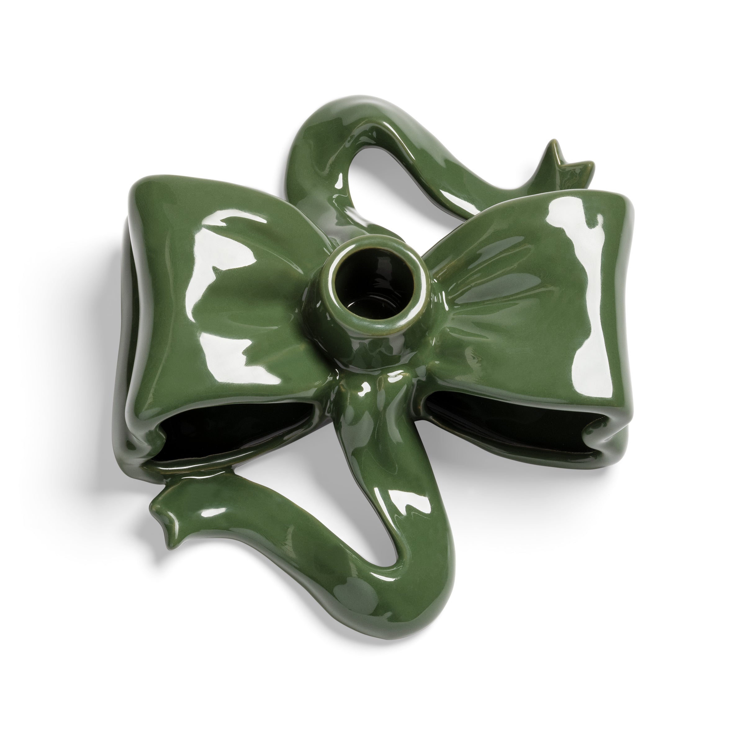RIBBON Green Candle Holder
