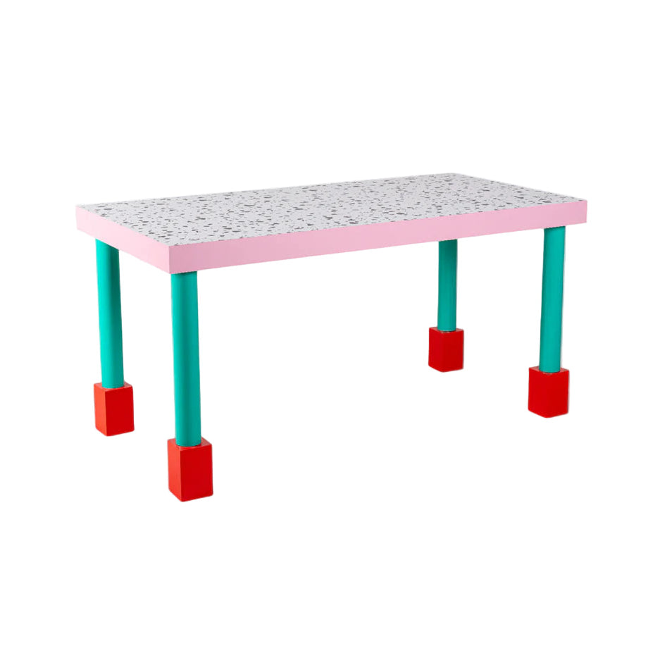 SUPERTABLE TERRAZZO pink with turquoise