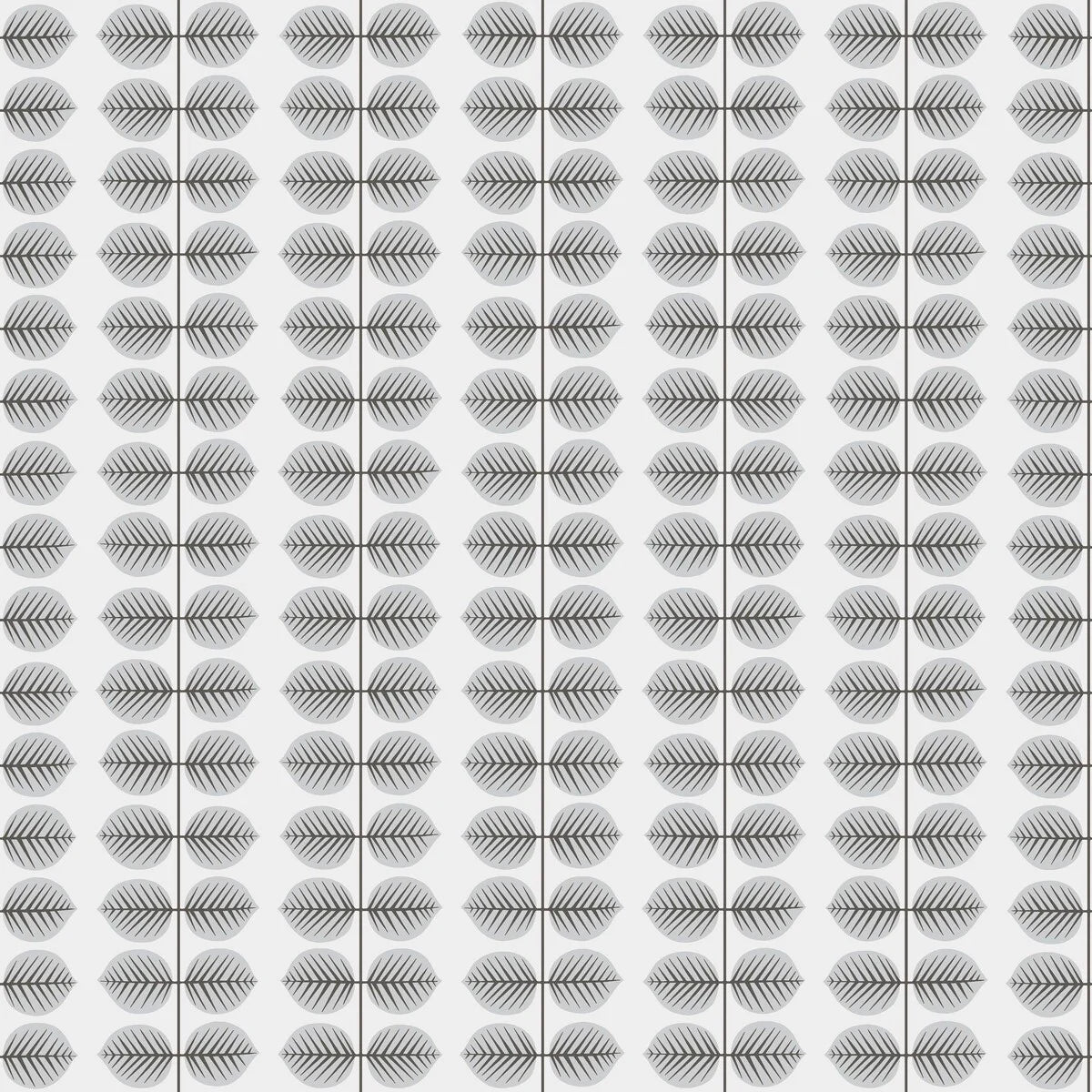 Wallpaper with a plant leaf pattern BERSÅ white with gray