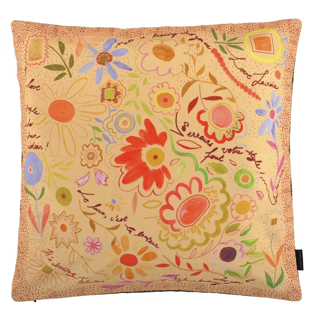Zweifarbige Kissen DITES LE AVEC DES FLEURS mit Pflanzenmuster