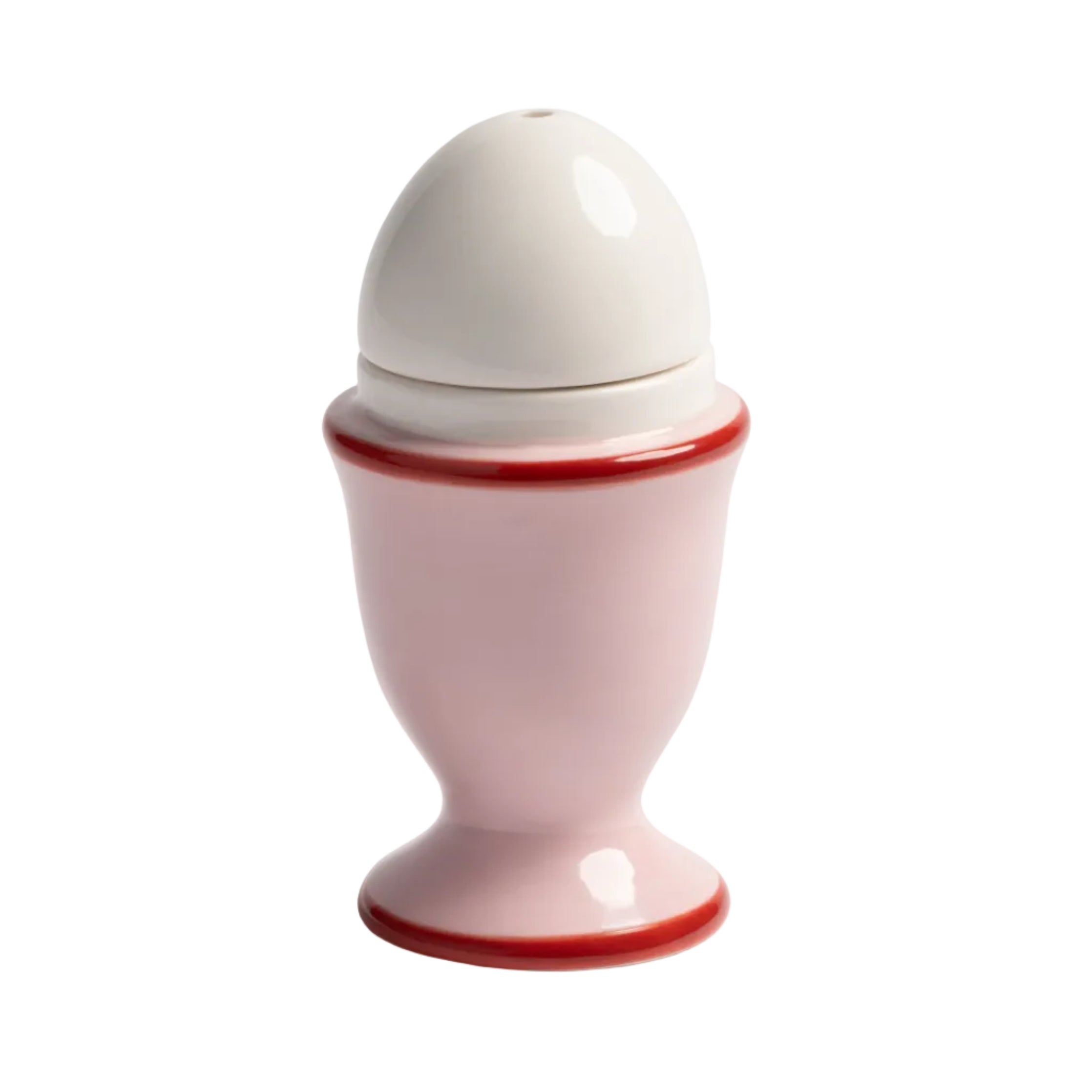 Solniczka i pieprzniczka EGG różowy z czerwonym i białym – &k Amsterdam