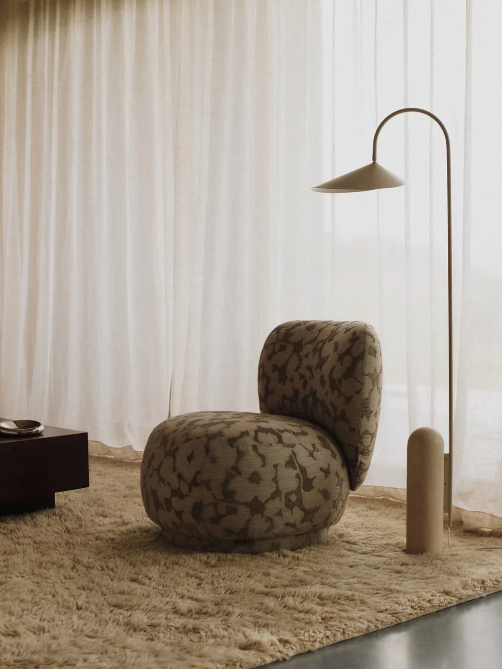 RICO PICCOLO LOUNGE Swivel Armchair Bouclé Broken White
