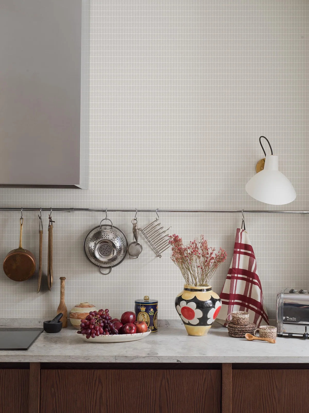 Vlies-Tapete mit Karomuster ALVAR AALTO M.I.T grau