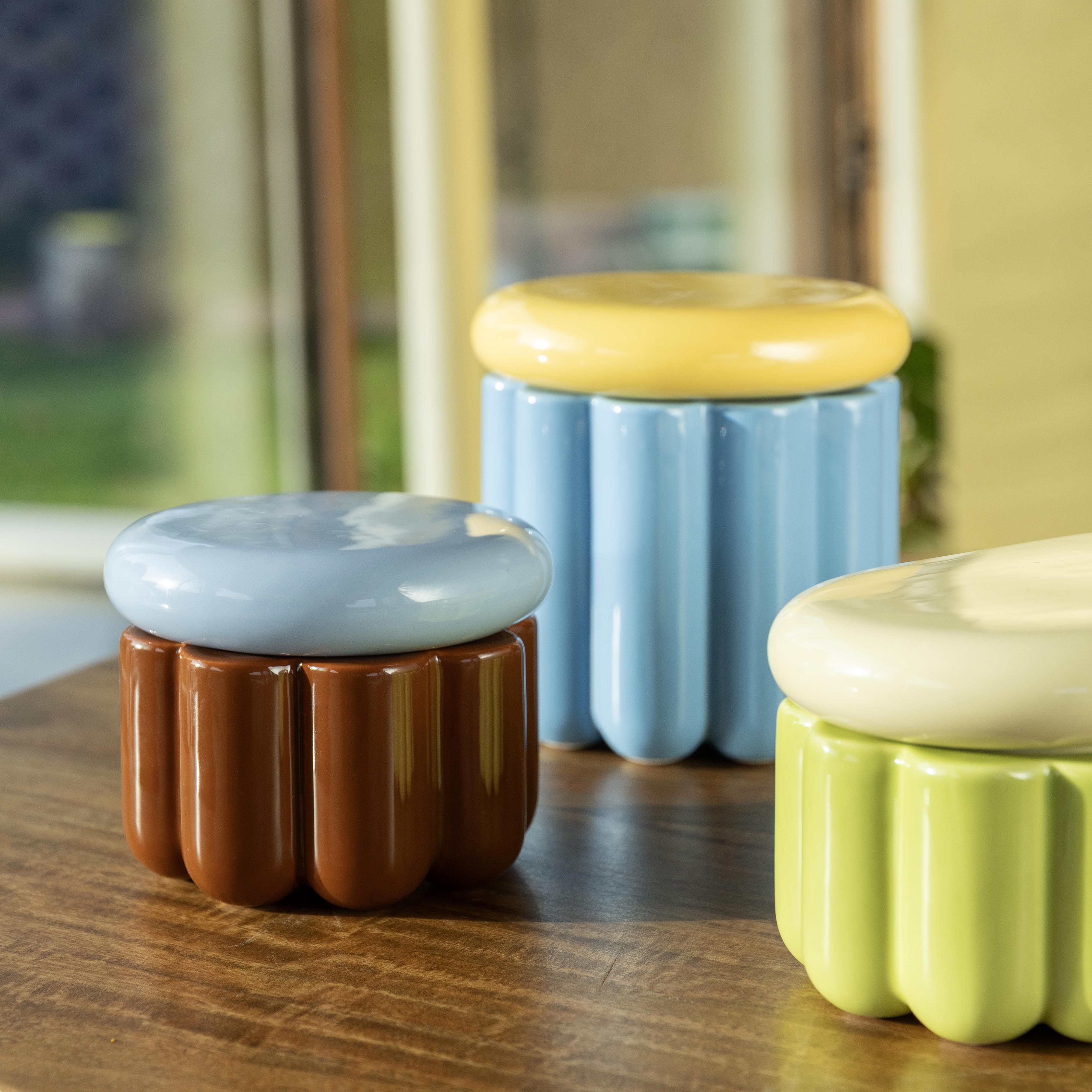 Behälter CHARLO grün mit gelbem Deckel