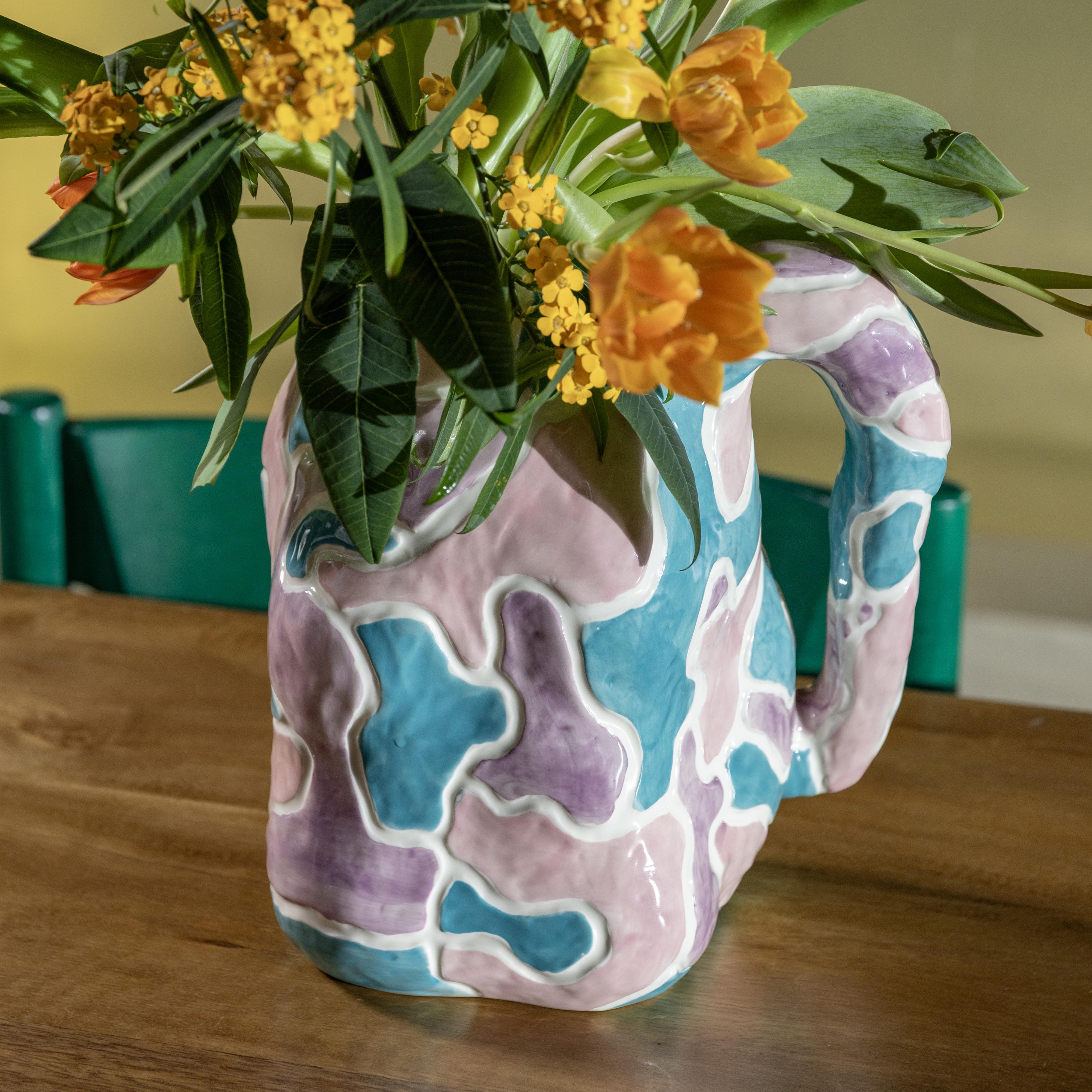 JUG-A-VASE Pink with Purple and Blue