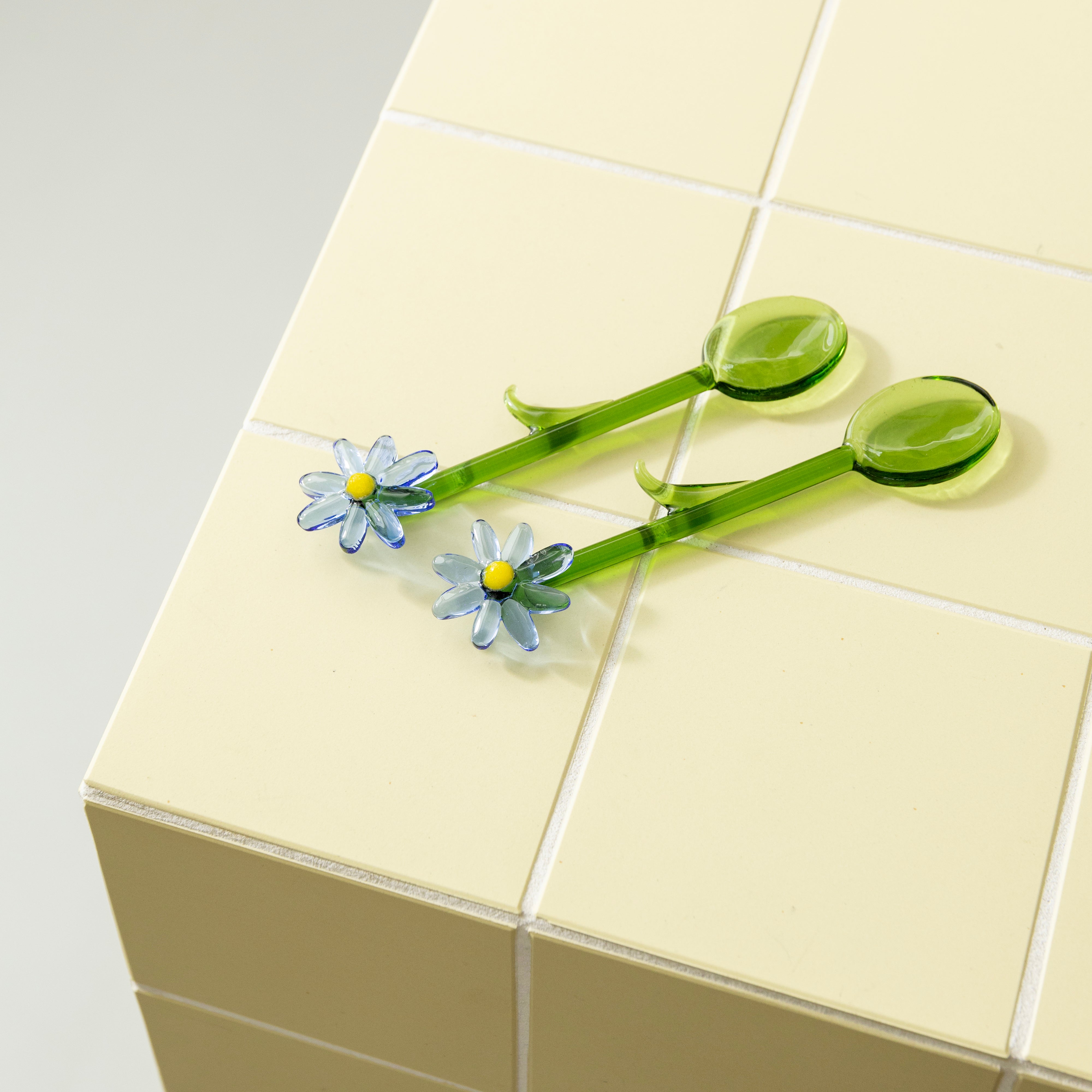 Set von Löffeln FLORA grün mit blau