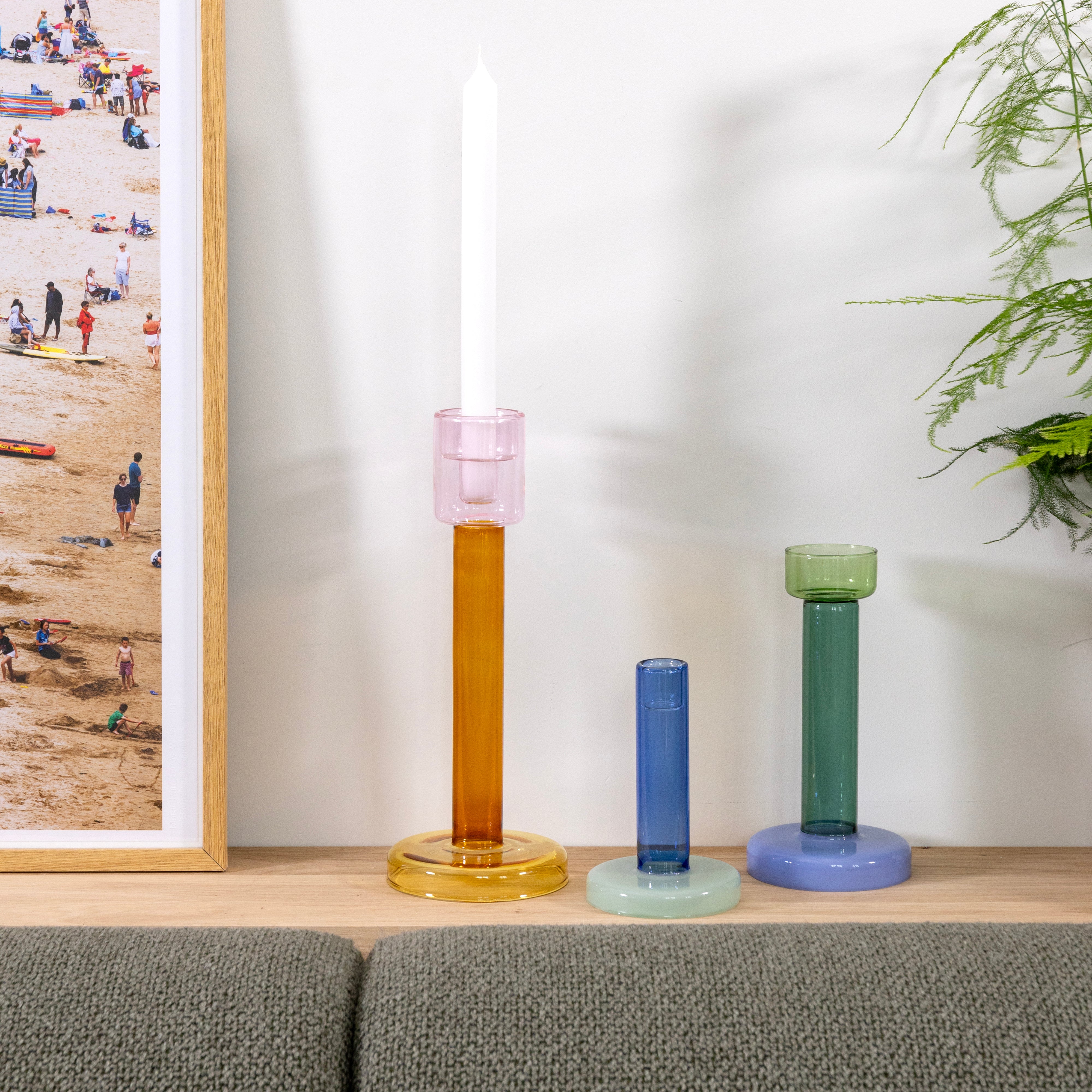 Kerzenhalter BOLE orange mit rosa