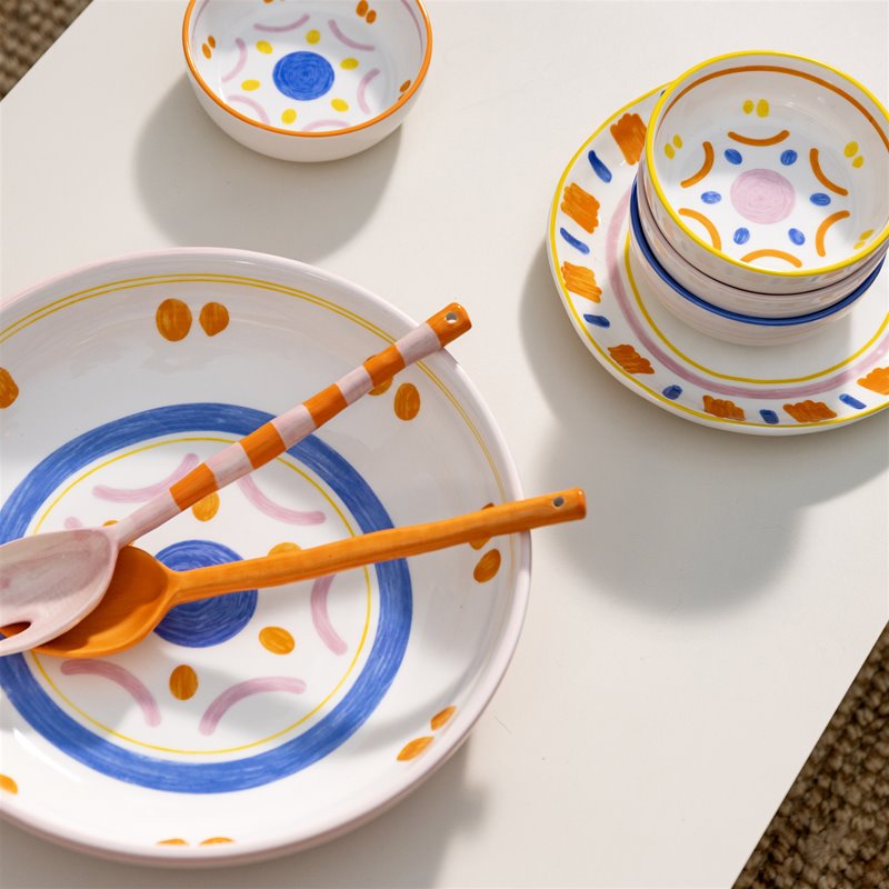 BOAVISTA salad bowl light pink with blue and orange