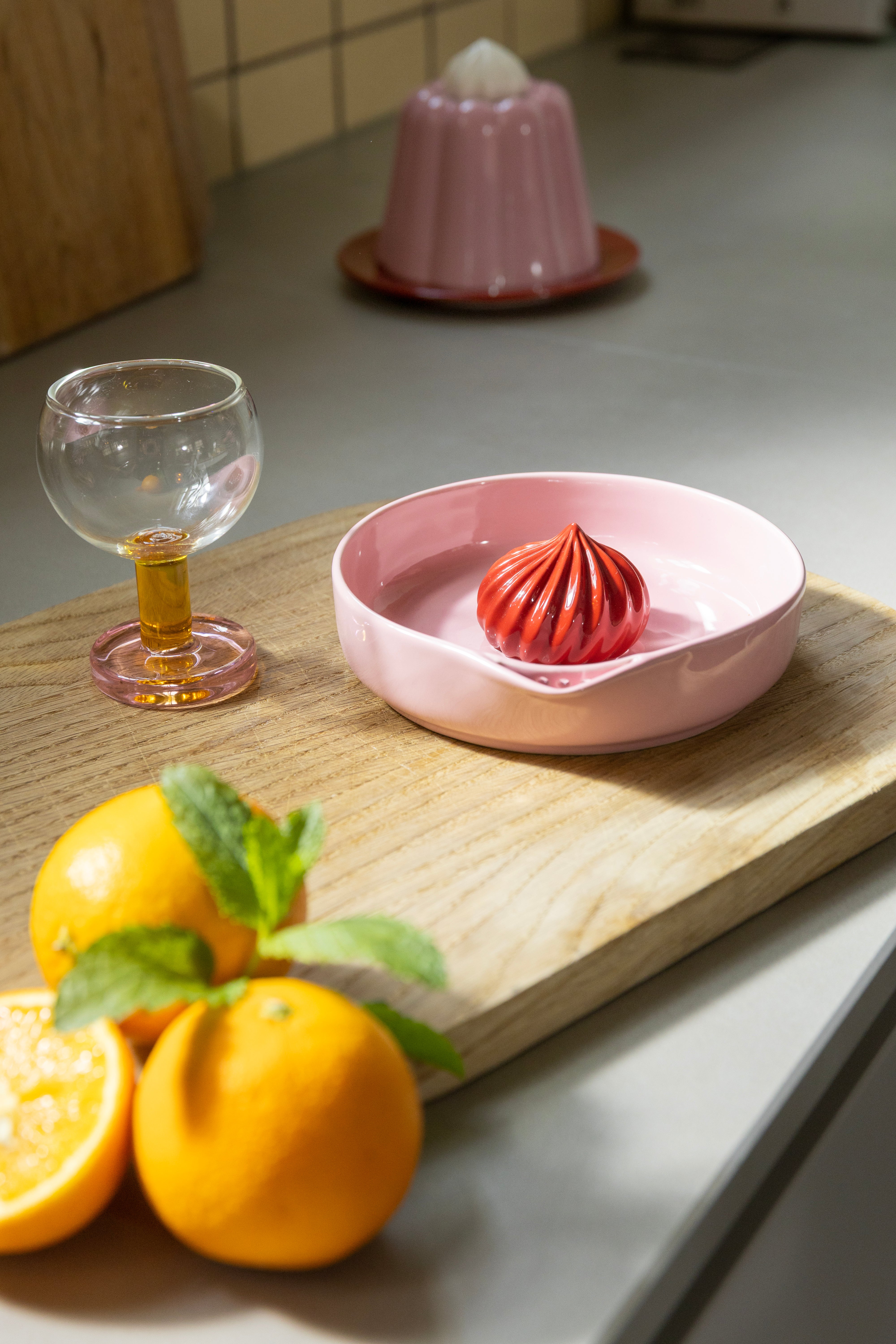 Zitruspresse PUDDING rosa mit rot