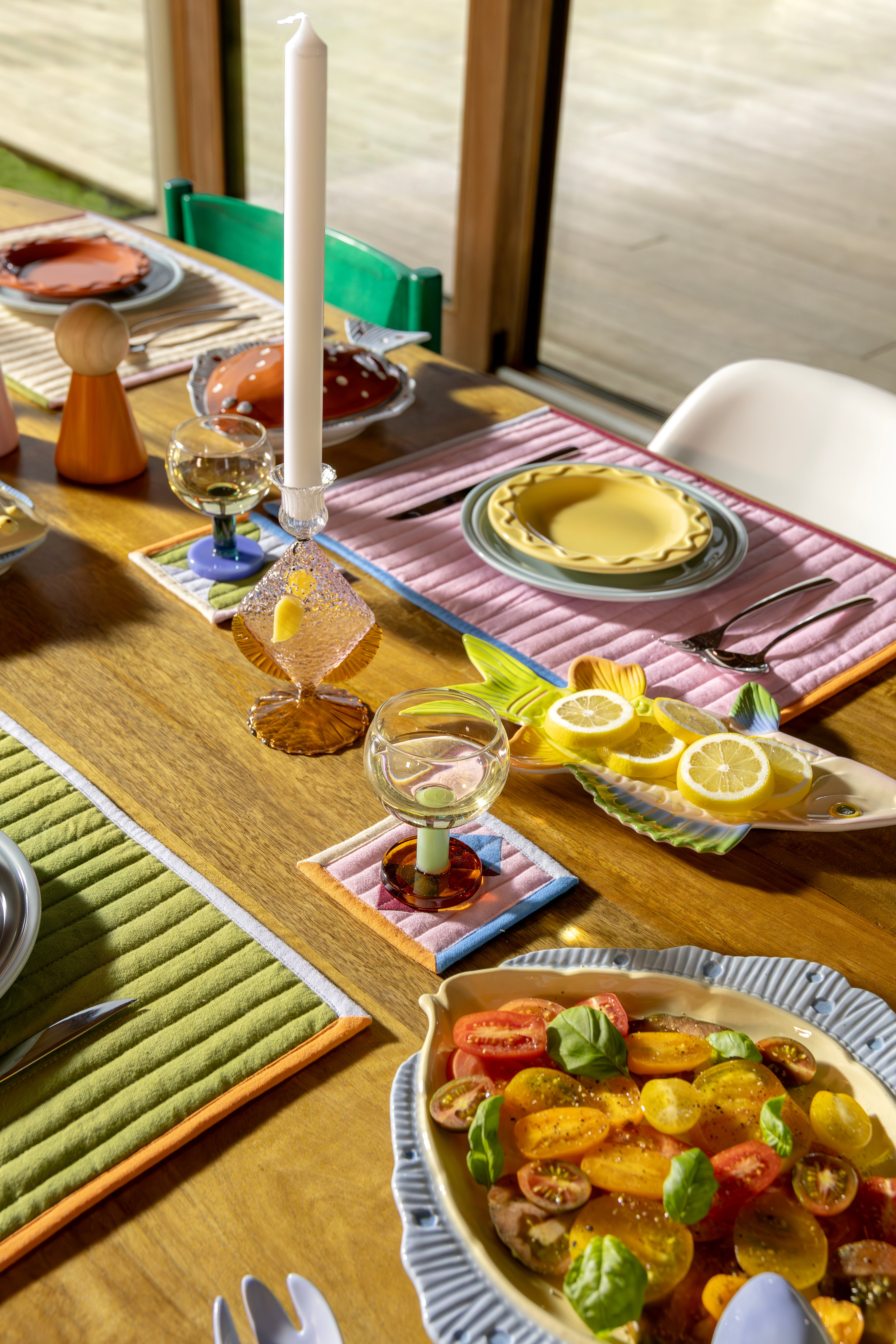 Pink Glass Candle Holder FISH with Amber