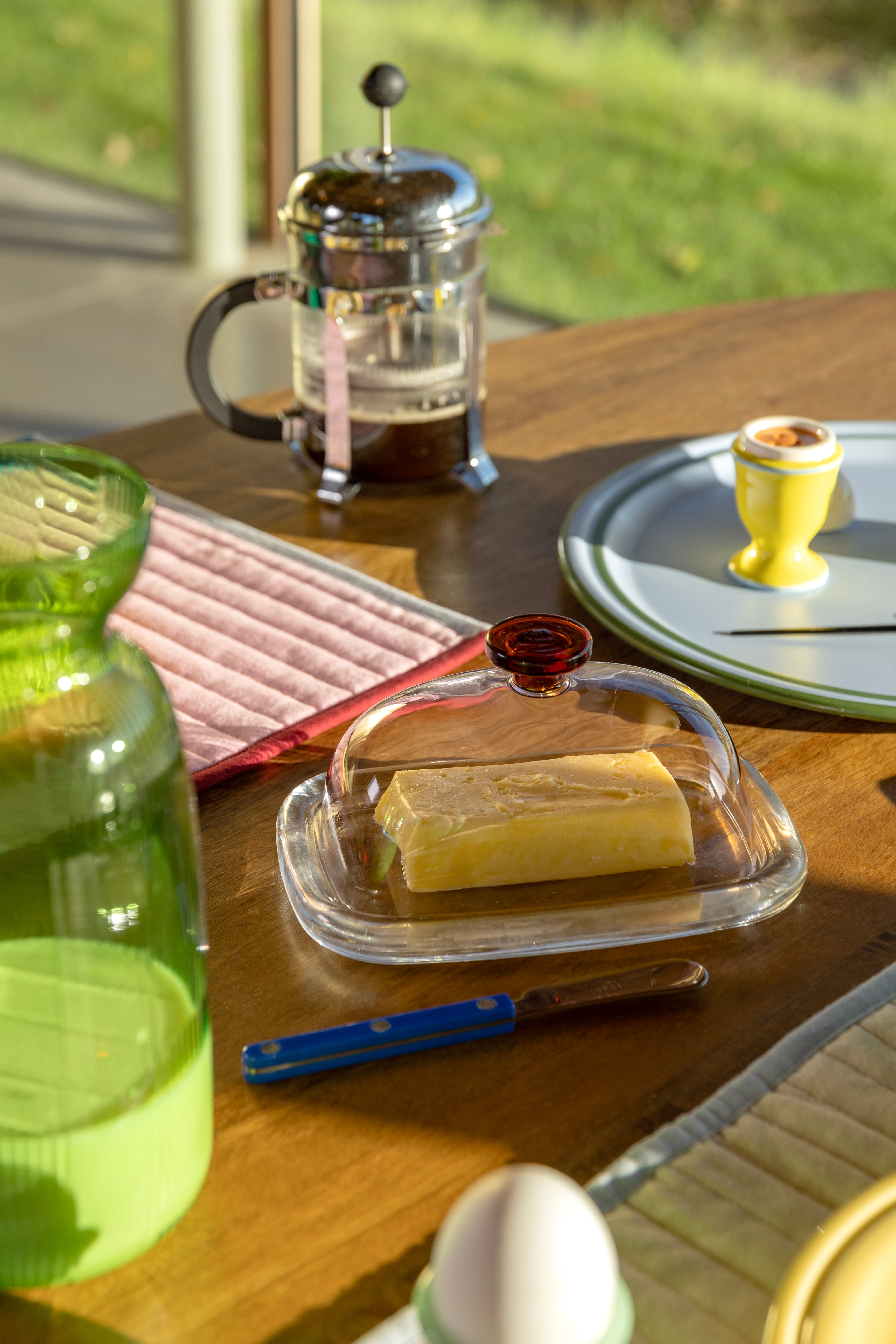 Butter dish CANTINE pink with amber