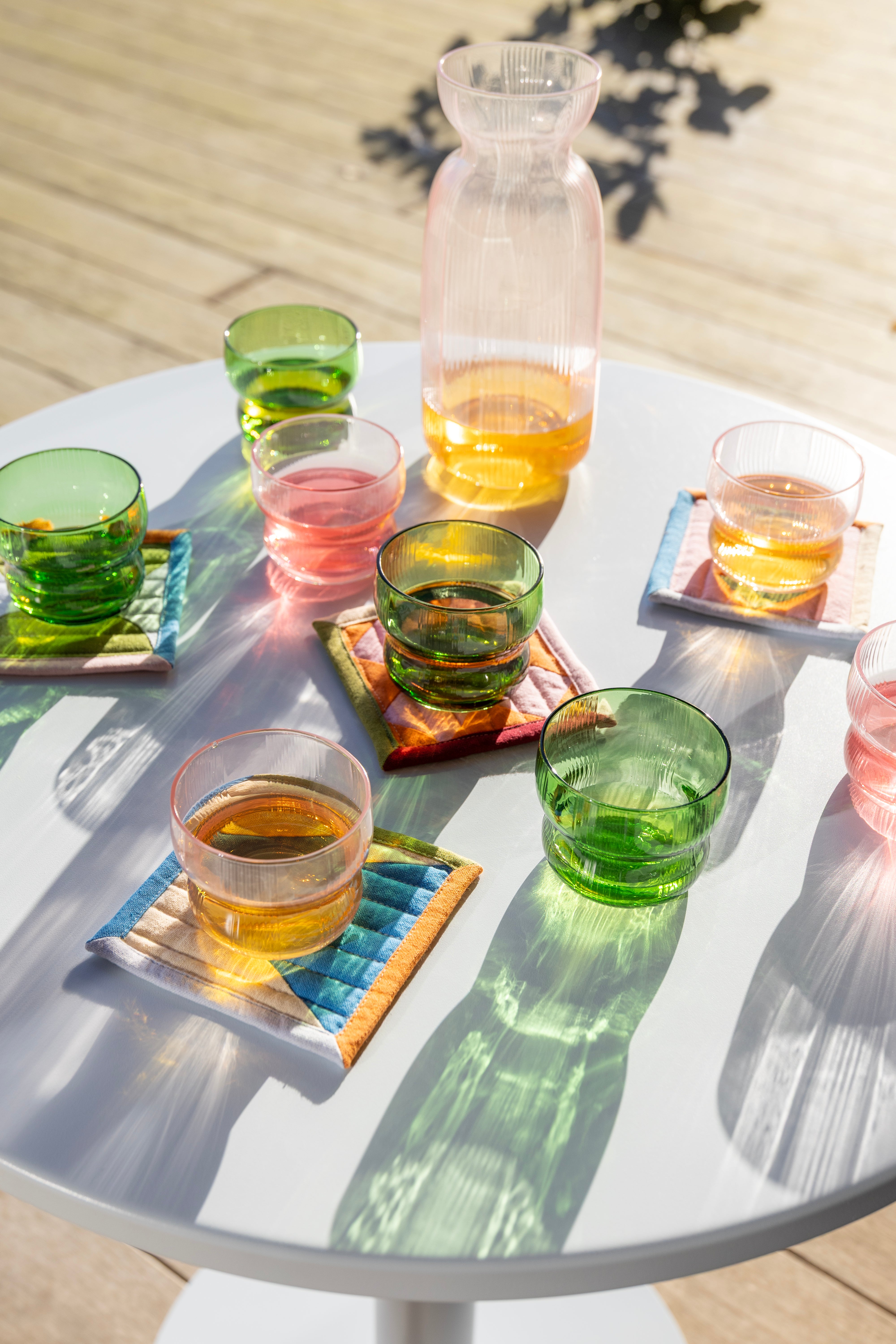 CIRCUS set of pink glass tumblers