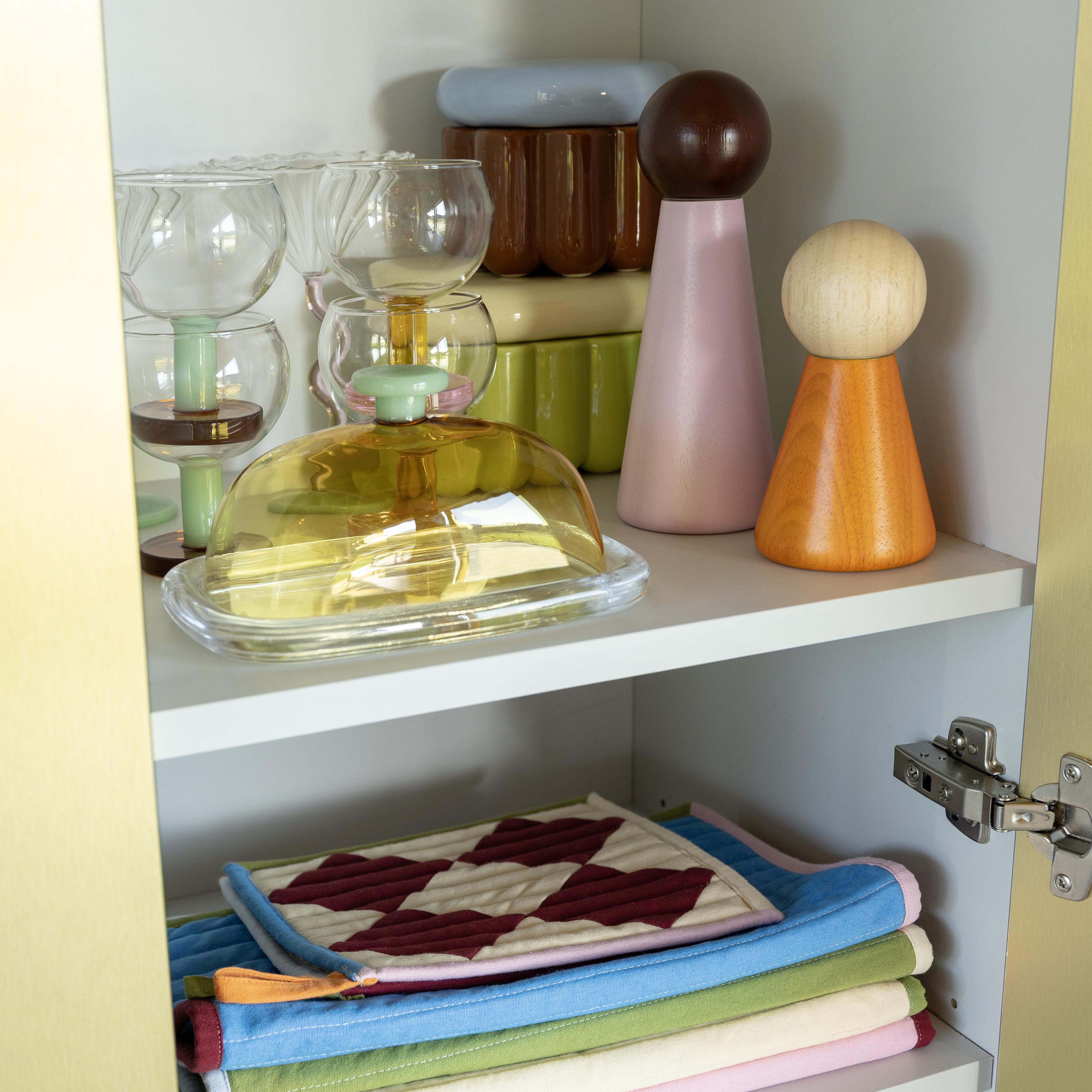 Küchenhandschuh STITCH CHECK bordeauxrot mit beige und orange