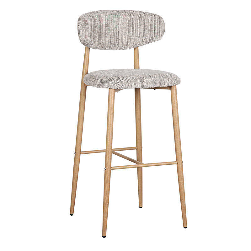 Hocker JAPANDI grau-beige mit Holzgestell