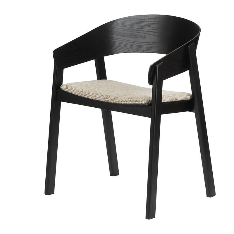EDO Armchair in Beige with Black Wooden Base