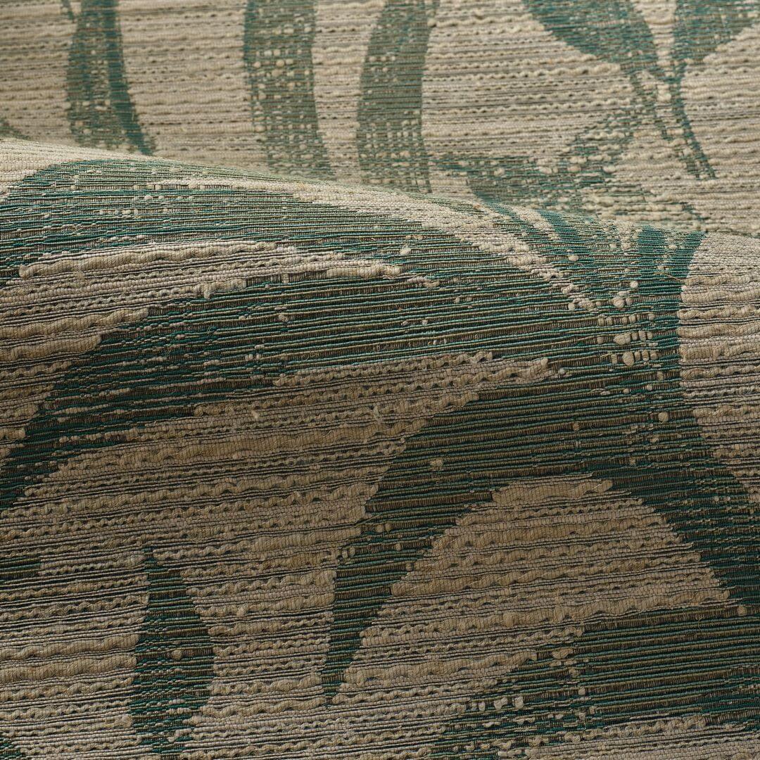 Textil-Tapete mit pflanzlichem Motiv von SALIX - EMERAUDE/CÉLADON in mintgrün mit beige
