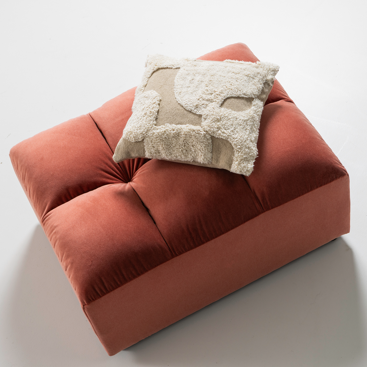 Samt-Pouf ALLURE Terrakotta