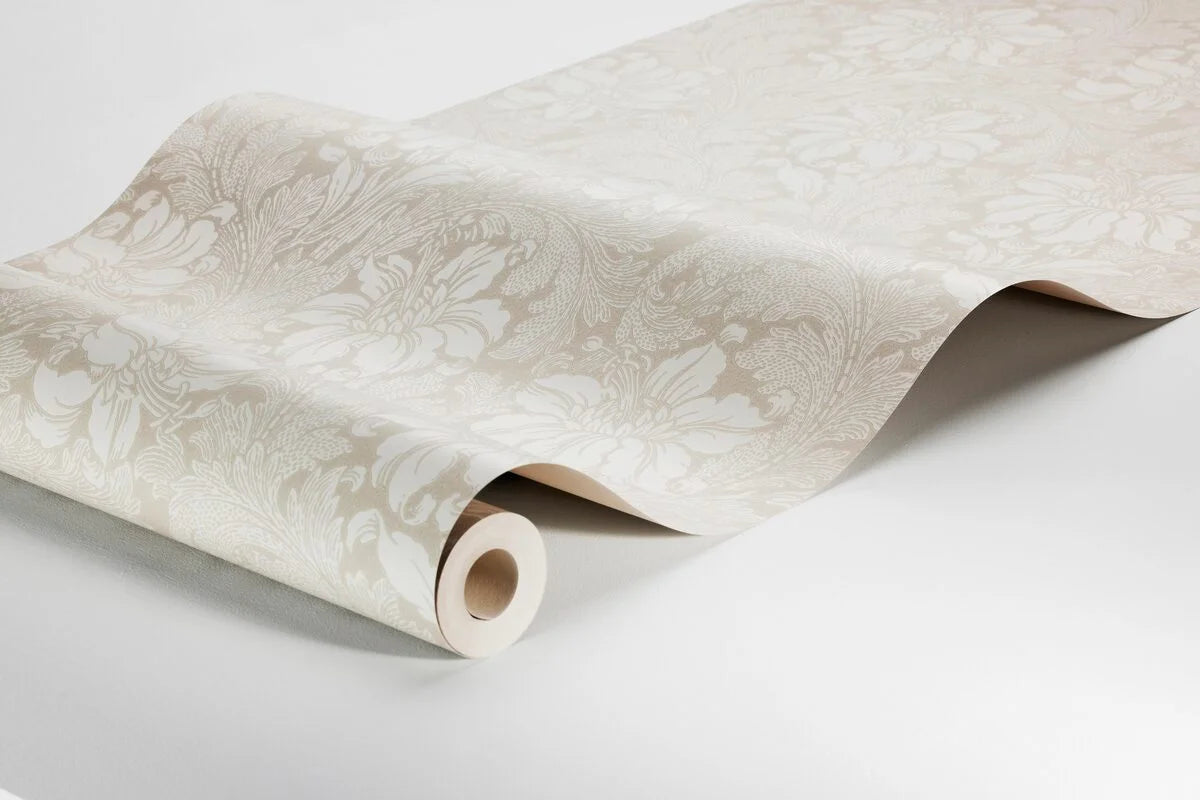 Tapeta flizelinowa papierowa z roślinnym wzorem ACANTHUS beżowy na ścianę – Boråstapeter