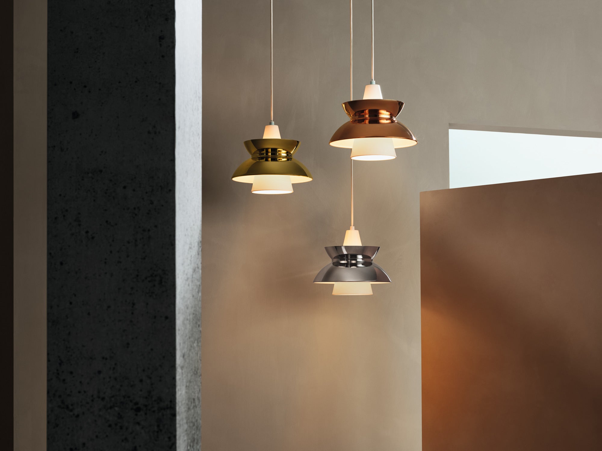 DOO-WOP pendant lamp white with copper finish