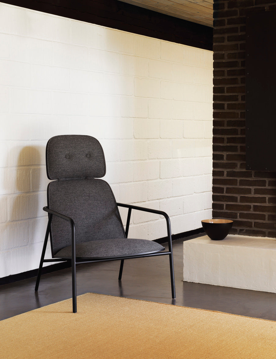 PAD armchair high black ash veneer with a gray base