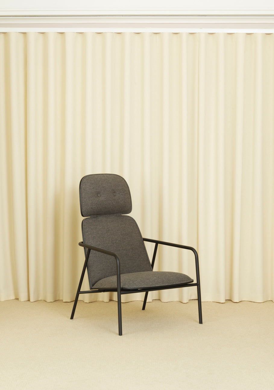 PAD armchair high black ash veneer with a gray base