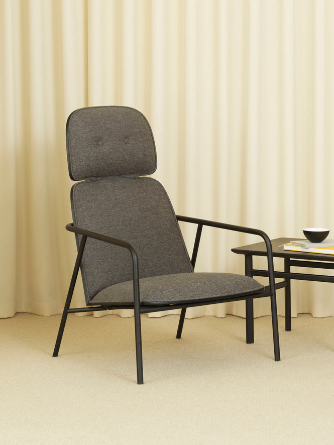 PAD armchair high black ash veneer with a gray base