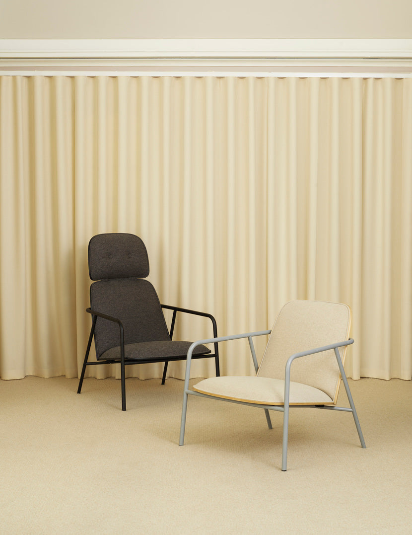 PAD armchair high black ash veneer with a gray base