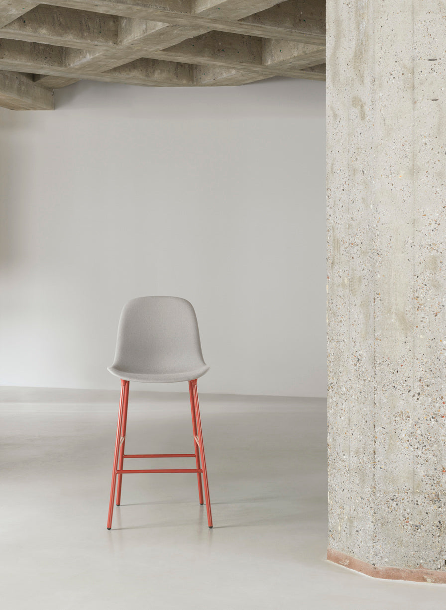 Bar chair upholstered forms with a burgundy base