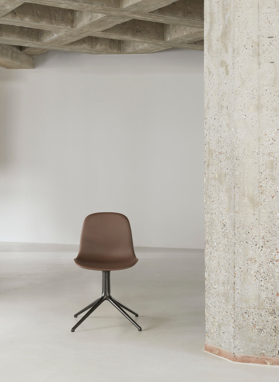 4l brown office chair with a black base