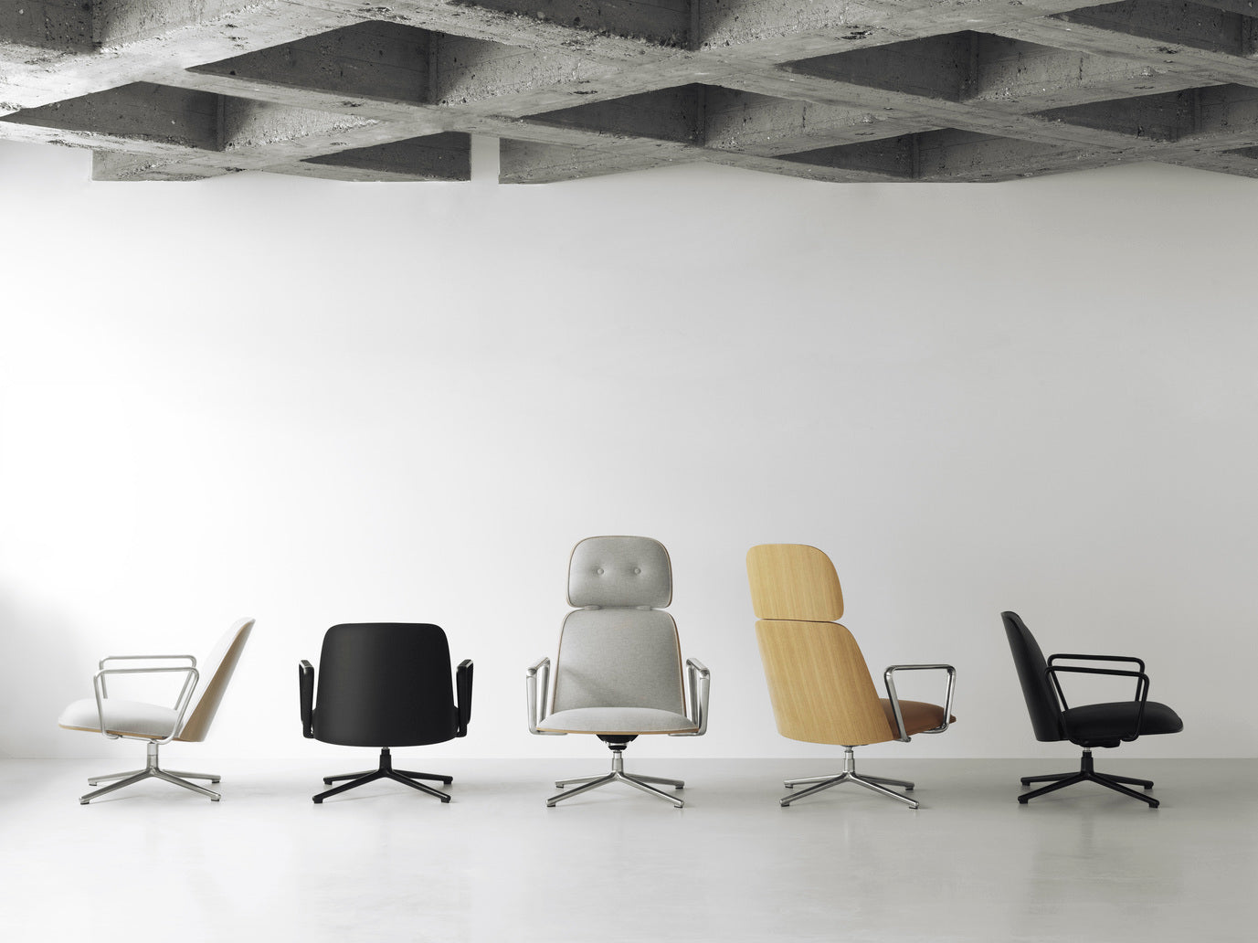 PAD armchair high black ash veneer with a gray base