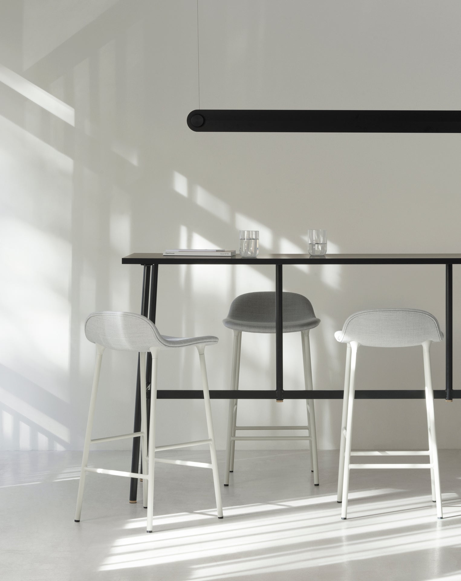 Upholstered forms with a red base