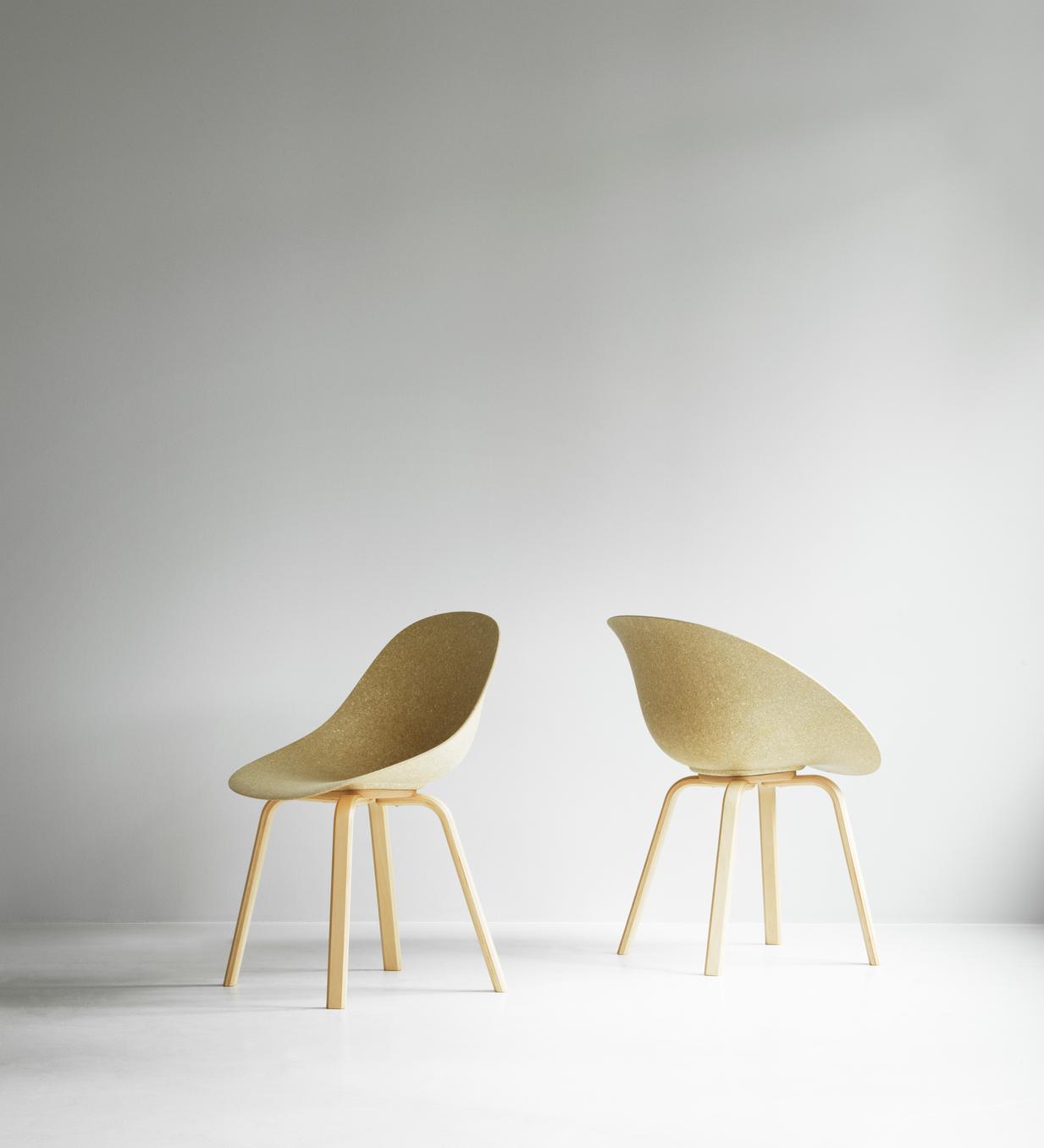 Mat chair Armchair green with beech plywood