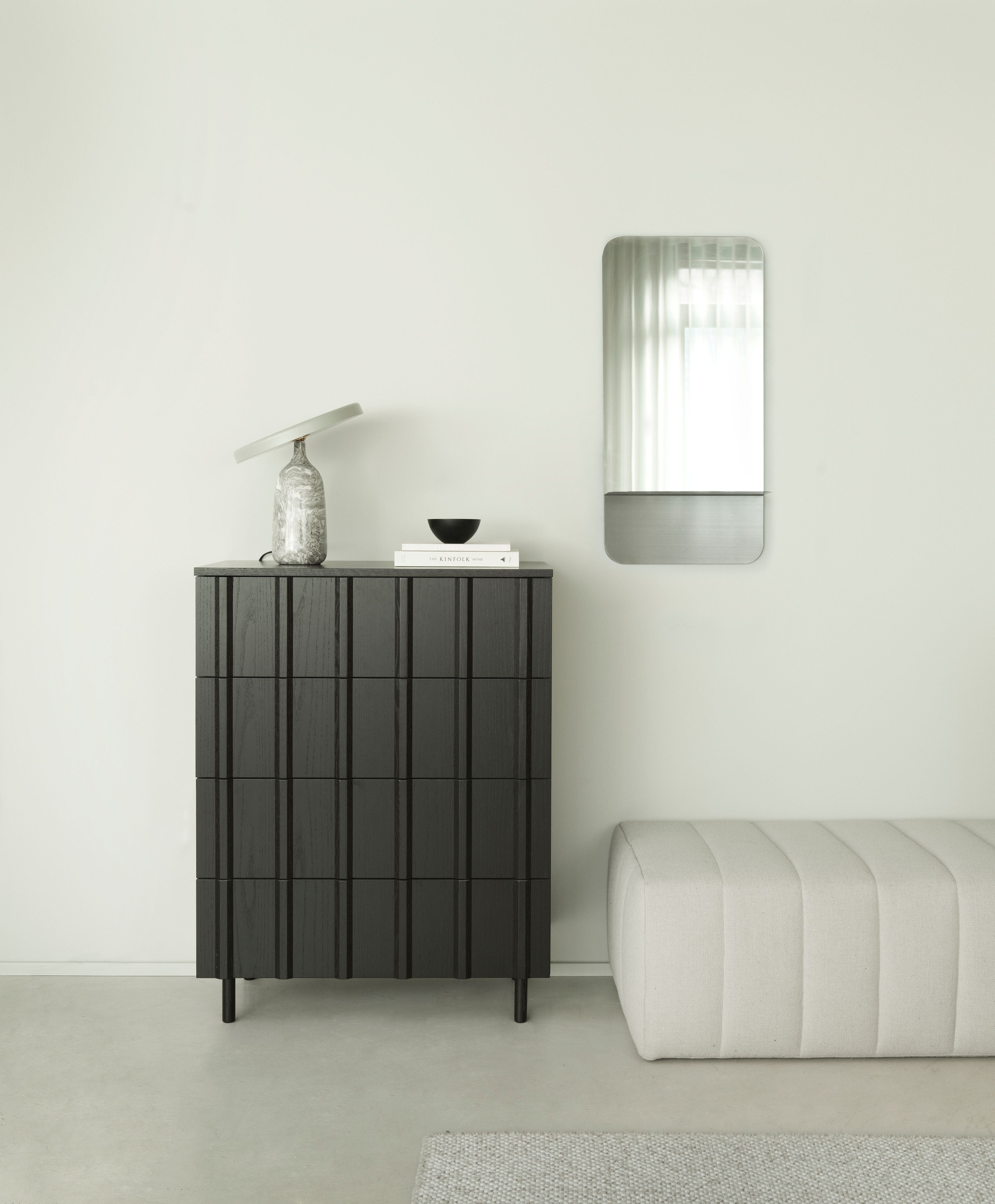 HORIZON VERTICAL Mirror with Shelf White